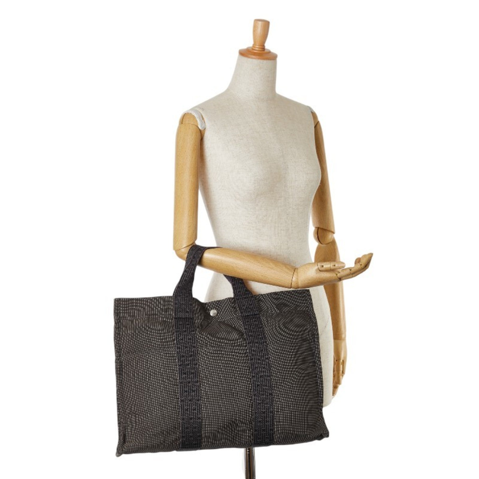 Hermes Gray Canvas Handbag Tote Bag (Pre-Owned)