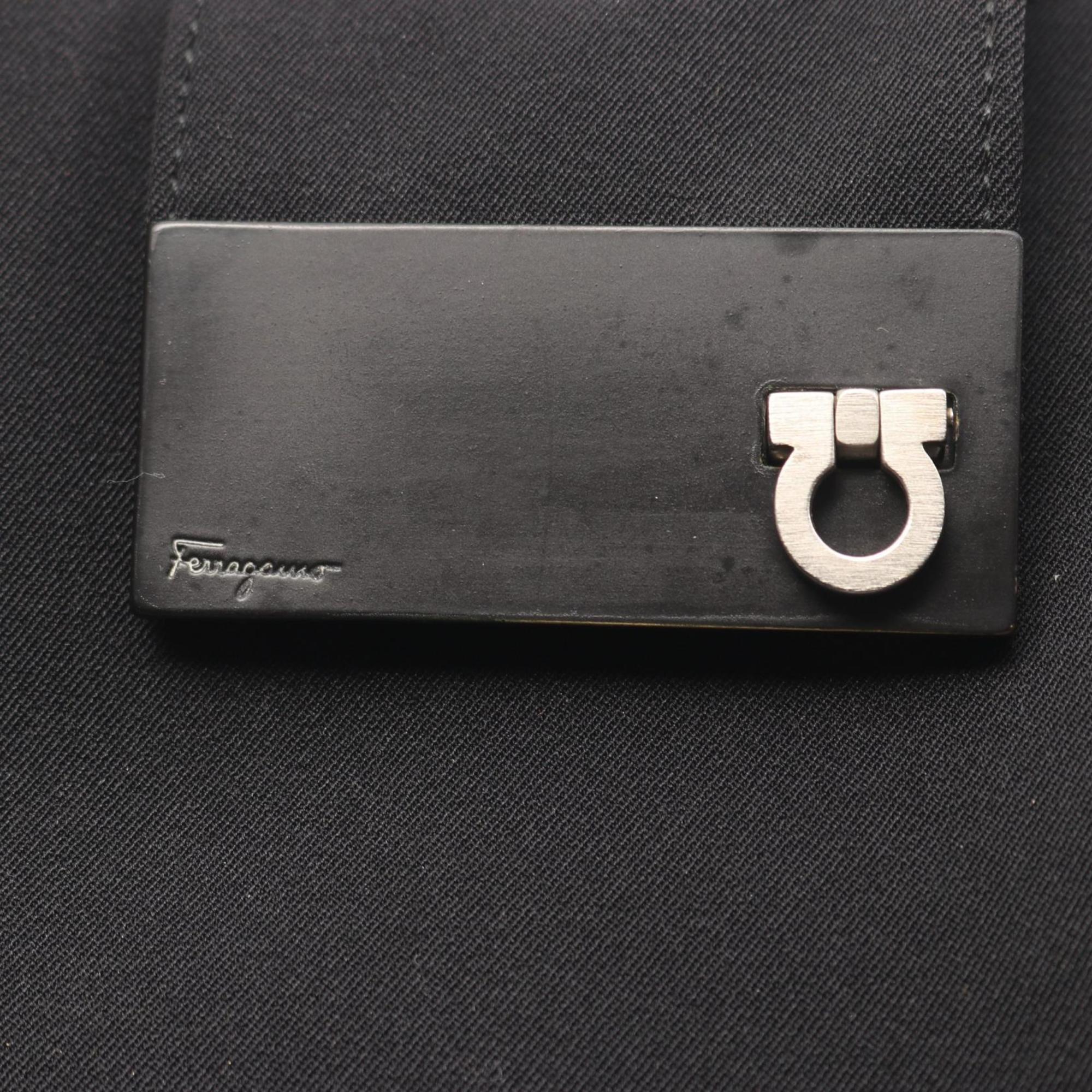 Salvatore Ferragamo Black Canvas Leather Shoulder Bag (Pre-Owned)