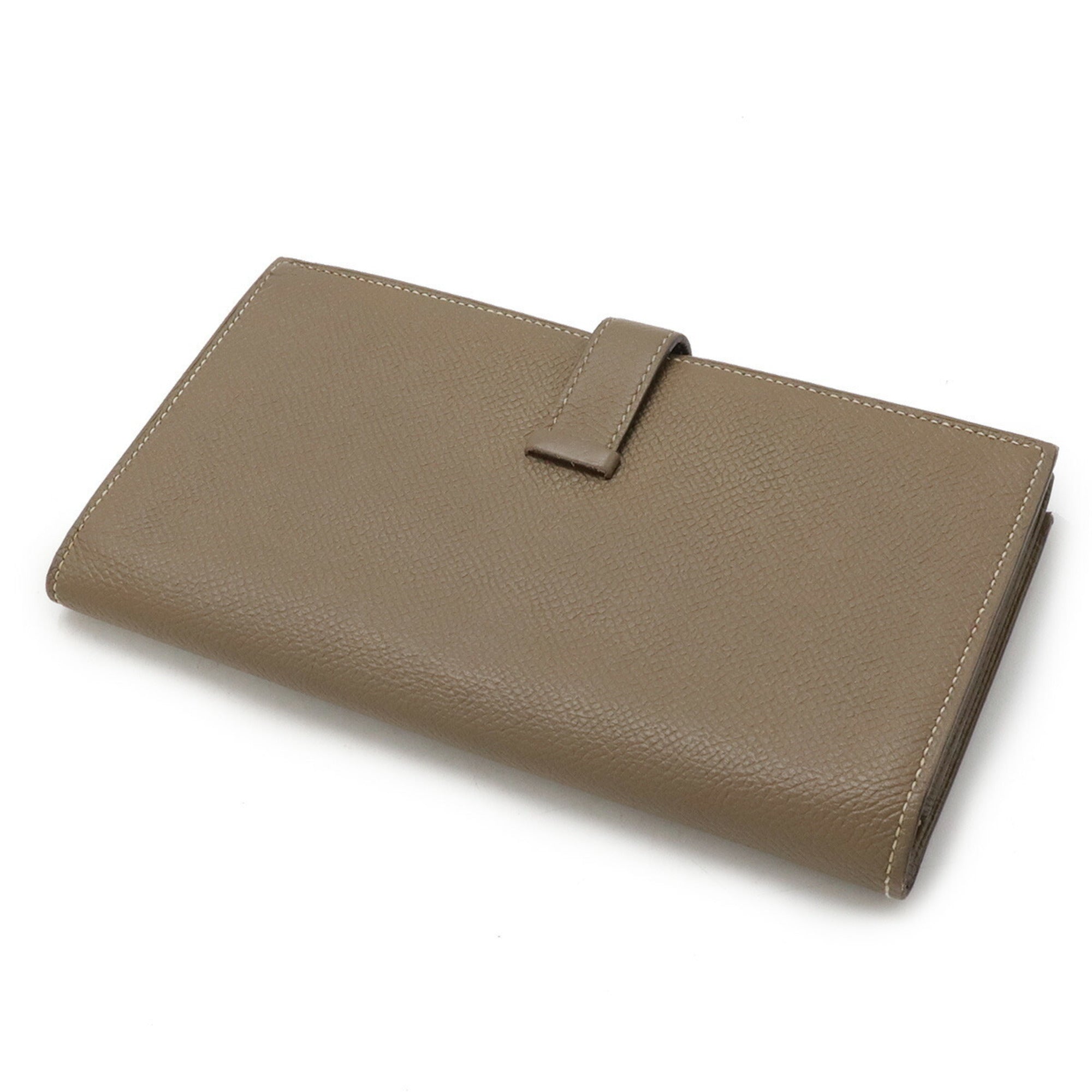 Hermes Etoupe Gray Leather Long Wallet (Bi-Fold) (Pre-Owned)