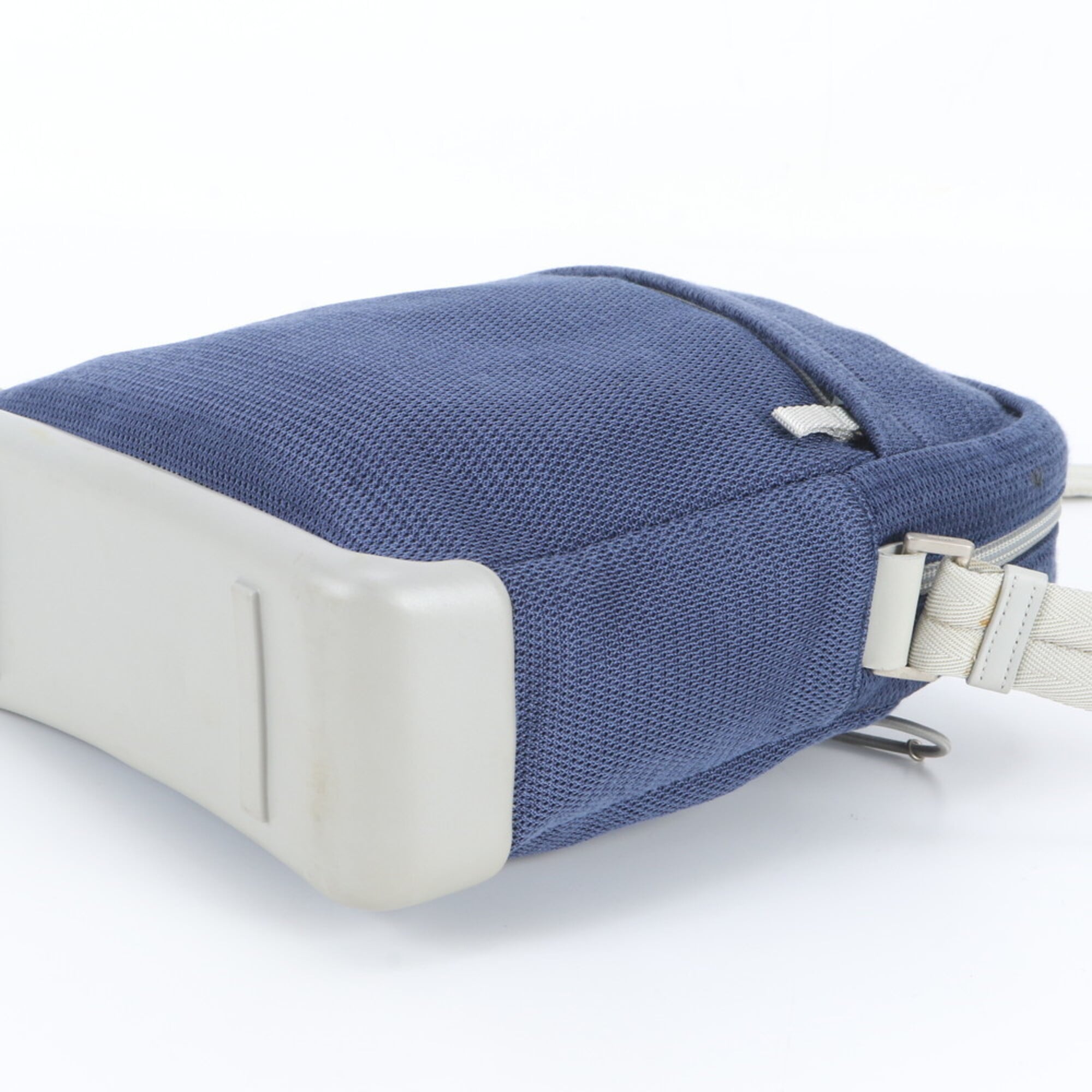 Pradasports Gray Navy Leather Nylon Messenger Bag Shoulder Bag (Pre-Owned)