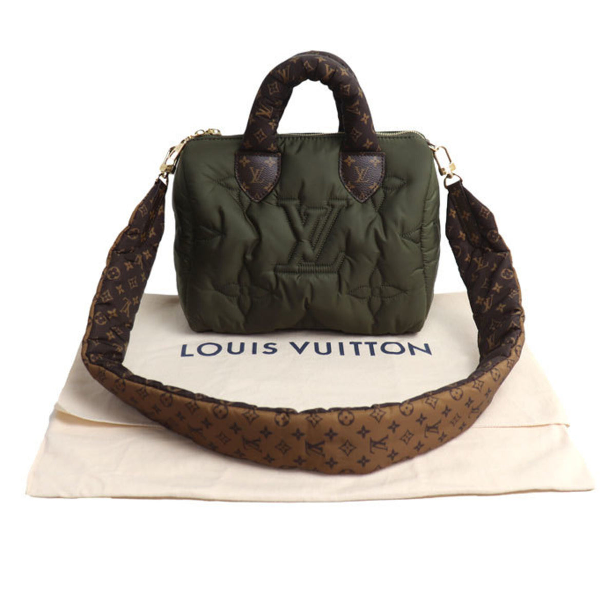 Louis Vuitton Khaki Nylon Monogram Handbag (Pre-Owned)