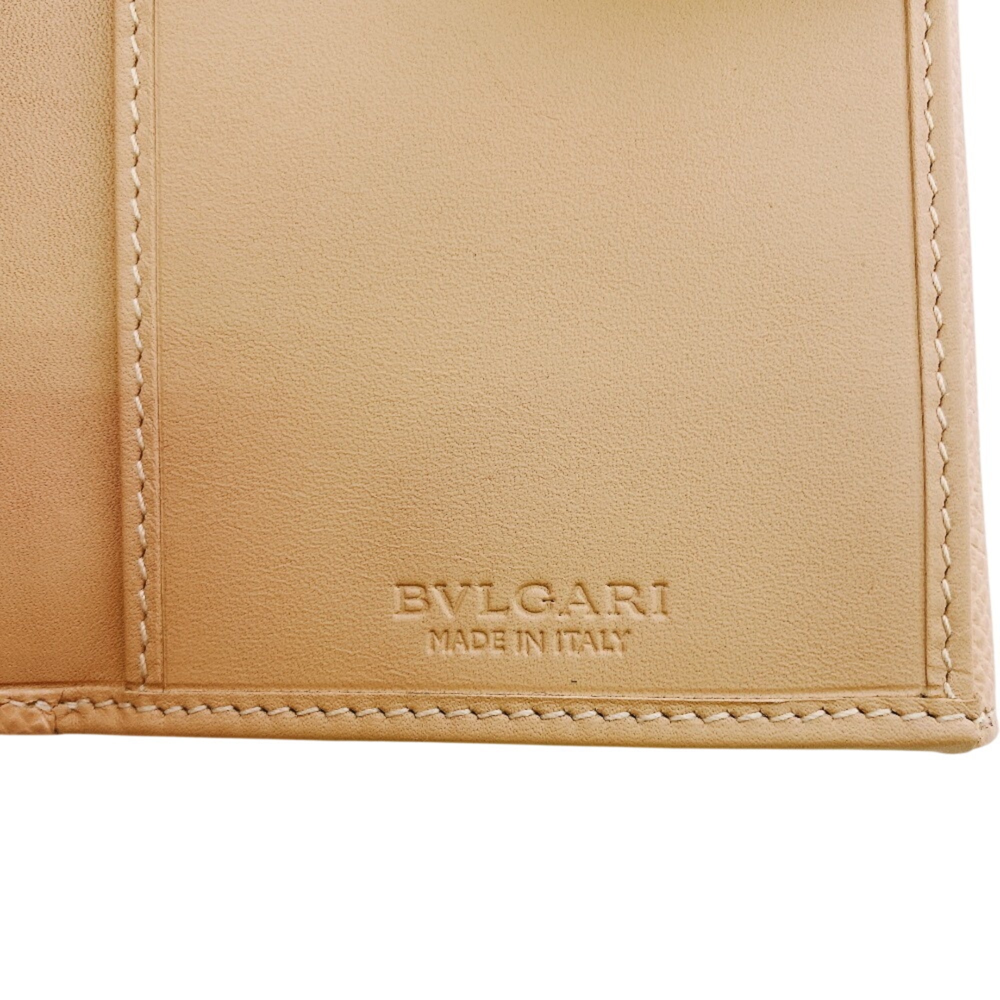 Bvlgari Beige Leather Long Wallet (Bi-Fold) (Pre-Owned)