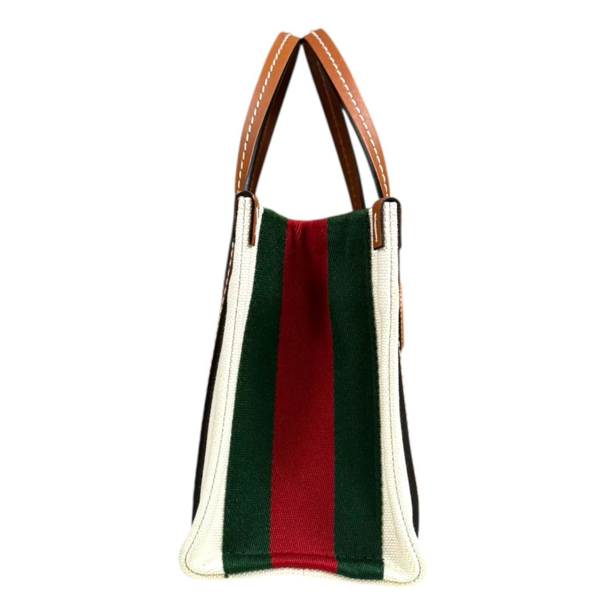 Gucci Navy Red Color White Canvas Shoulder Bag (Pre-Owned)