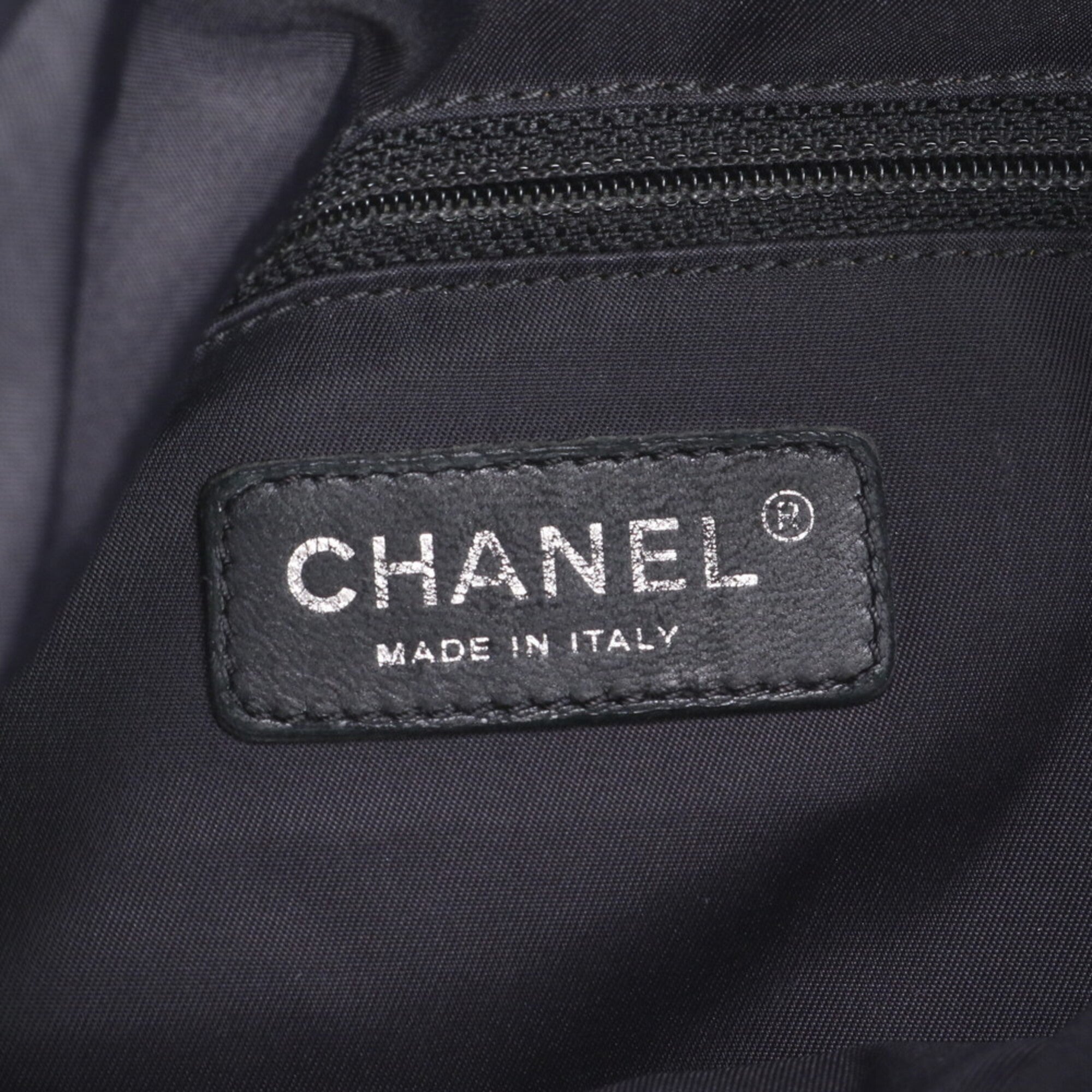 Chanel Black Leather Coated Canvas Shoulder Bag Tote Bag (Pre-Owned)