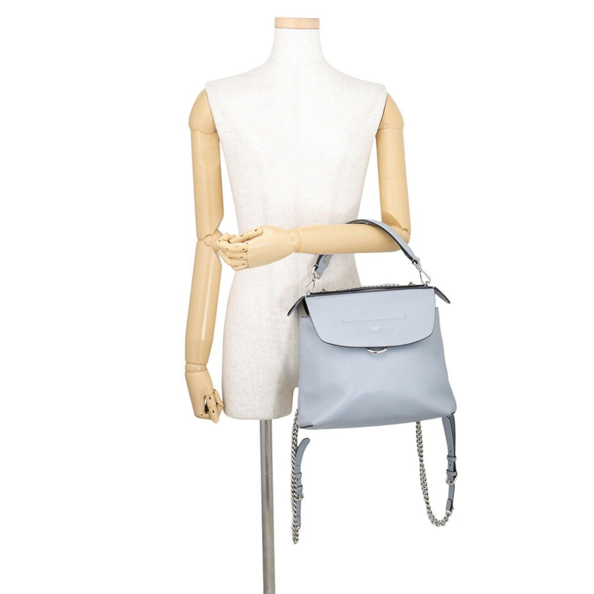 Fendi Blue Gray Leather Handbag Shoulder Bag (Pre-Owned)