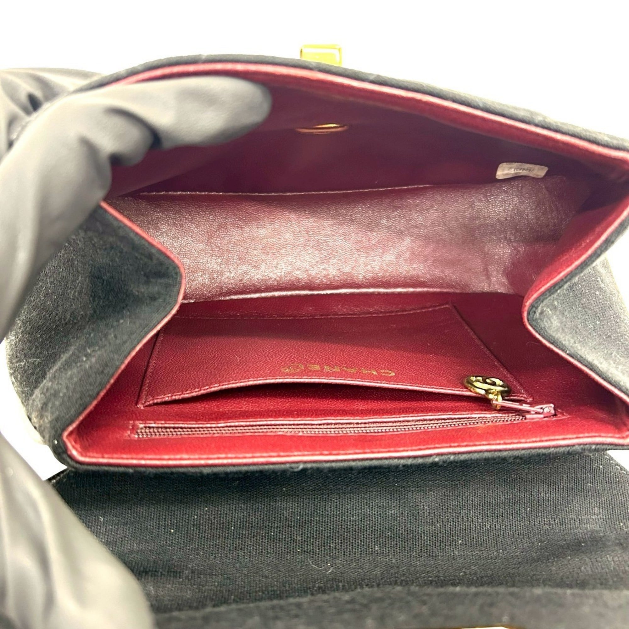 Chanel Black Cotton Leather Handbag (Pre-Owned)