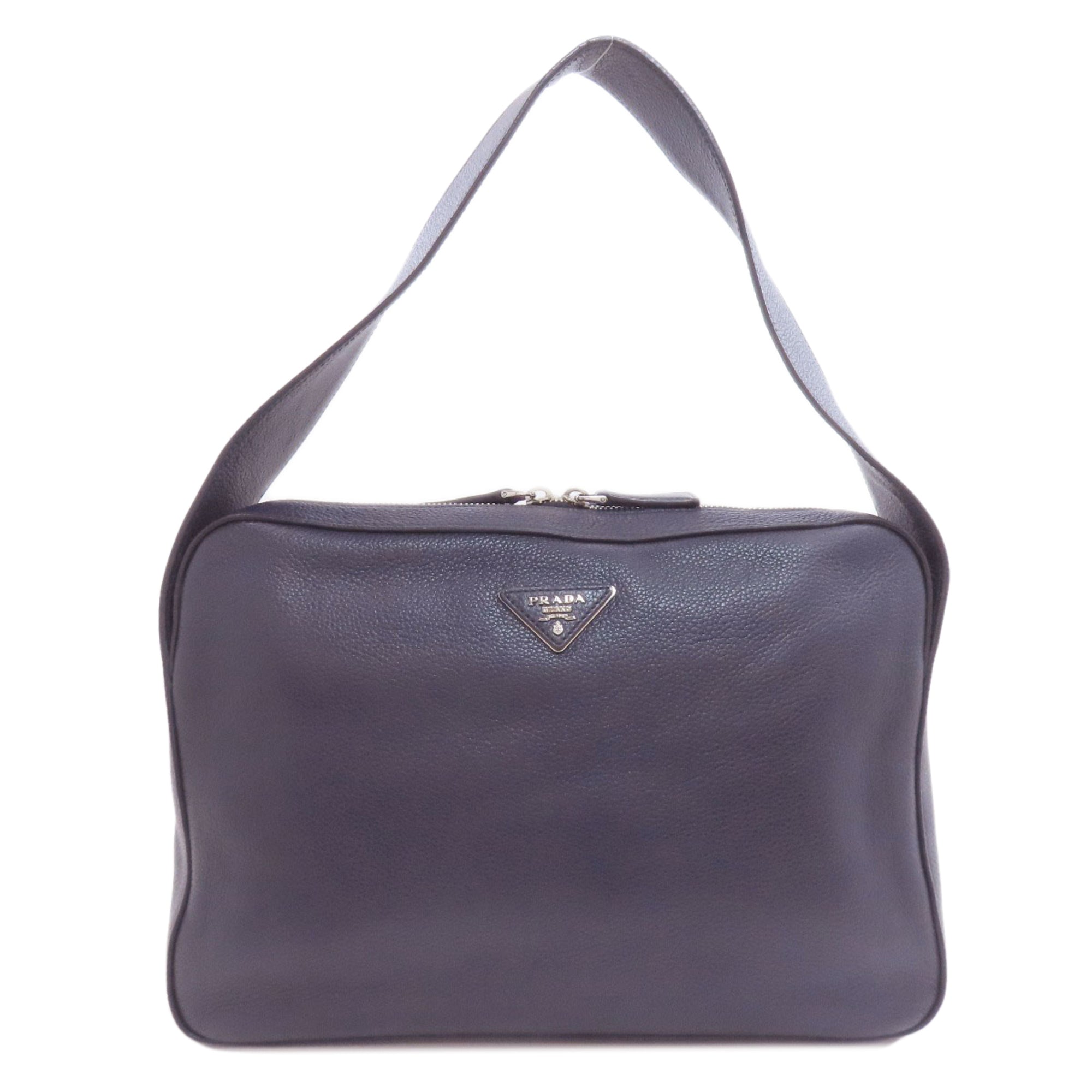 Prada Navy Leather Shoulder Bag (Pre-Owned)