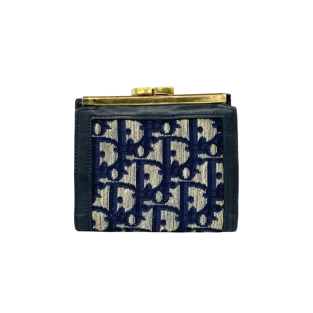 Christian Dior Navy Canvas Leather Wallet (Bi-Fold) (Pre-Owned)