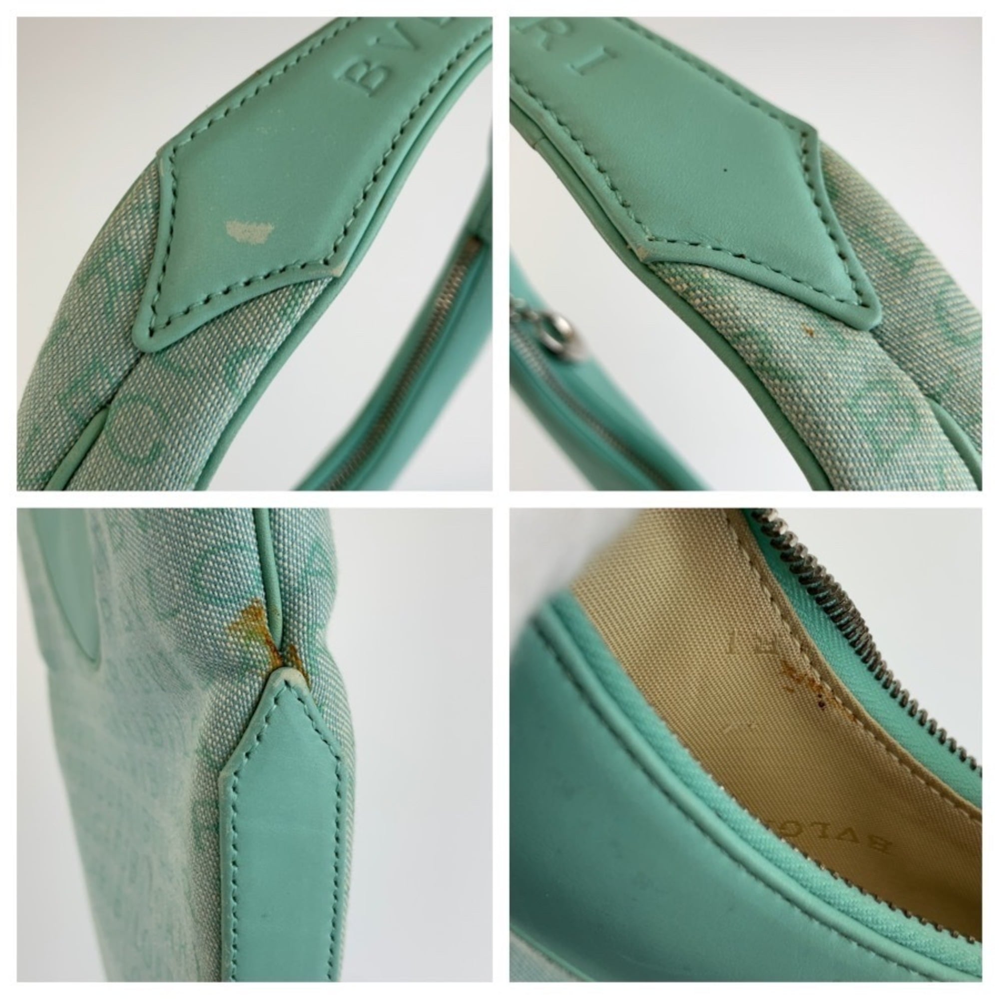 Bvlgari Green Canvas Leather Handbag (Pre-Owned)