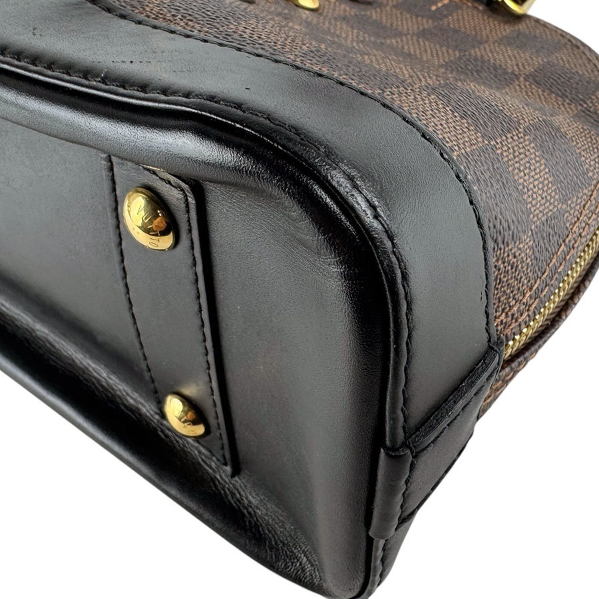 Louis Vuitton Black Brown Red Color Damier Canvas Handbag Shoulder Bag (Pre-Owned)