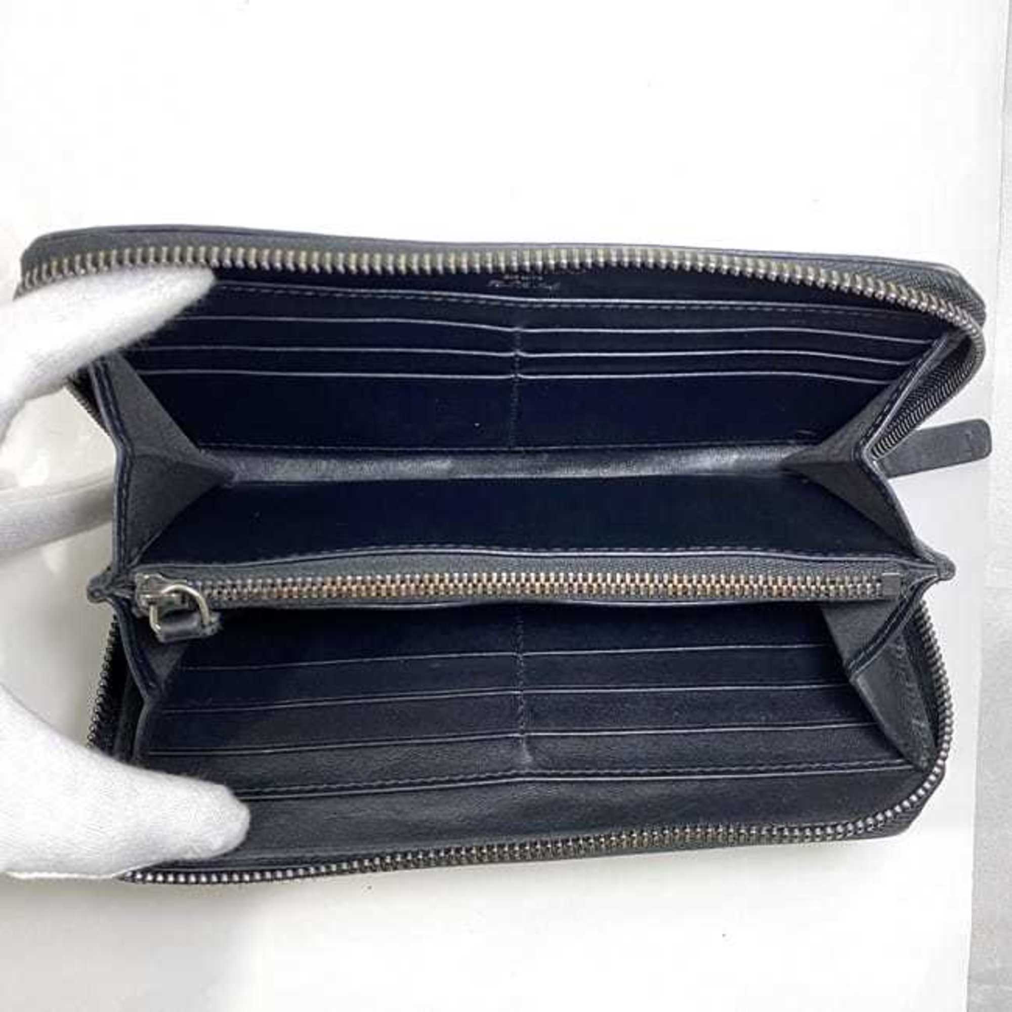Jimmy Choo Black Cream Yellow Leather Long Wallet (Bi-Fold) (Pre-Owned)