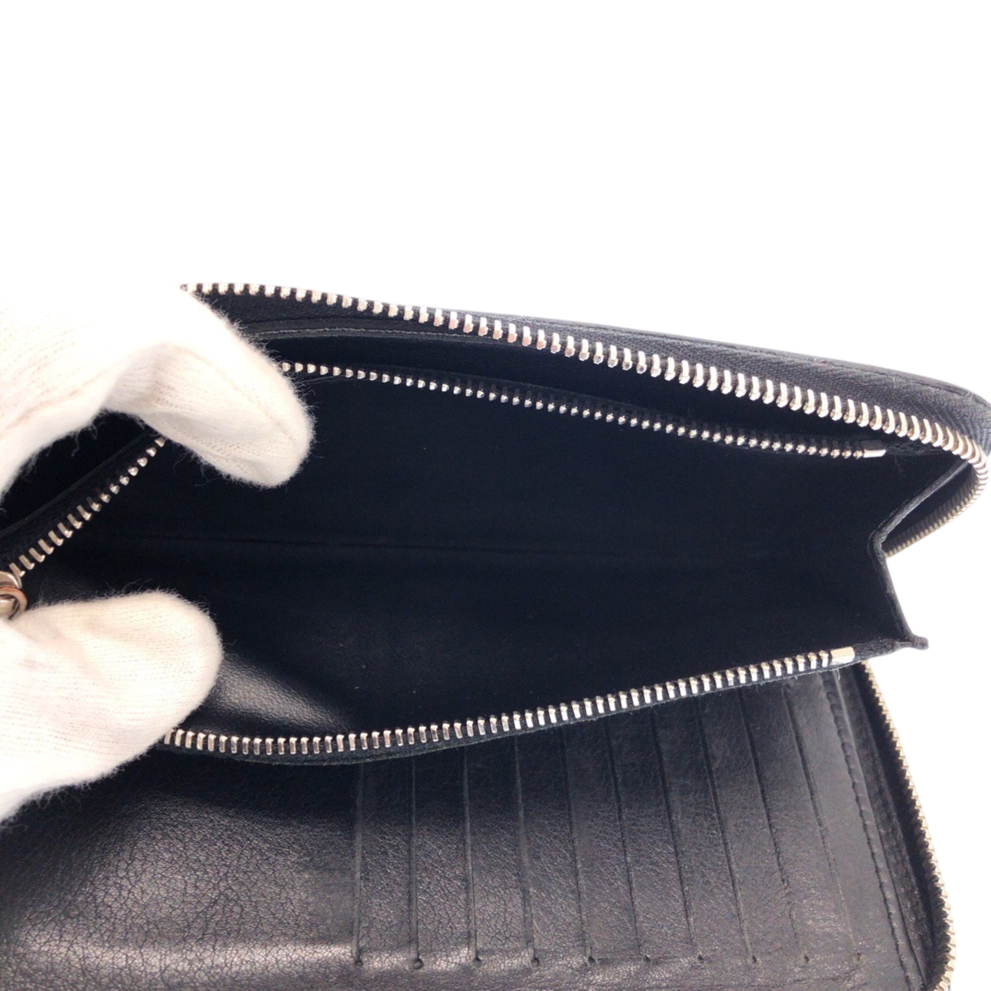 Louis Vuitton Black Leather Long Wallet (Bi-Fold) (Pre-Owned)