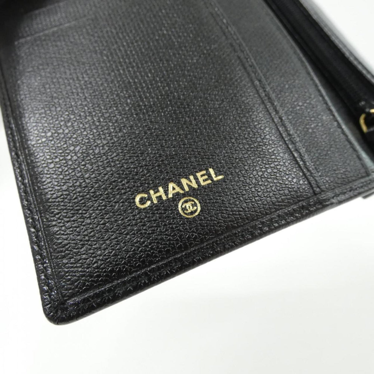 Chanel Black Leather Long Wallet (Bi-Fold) (Pre-Owned)