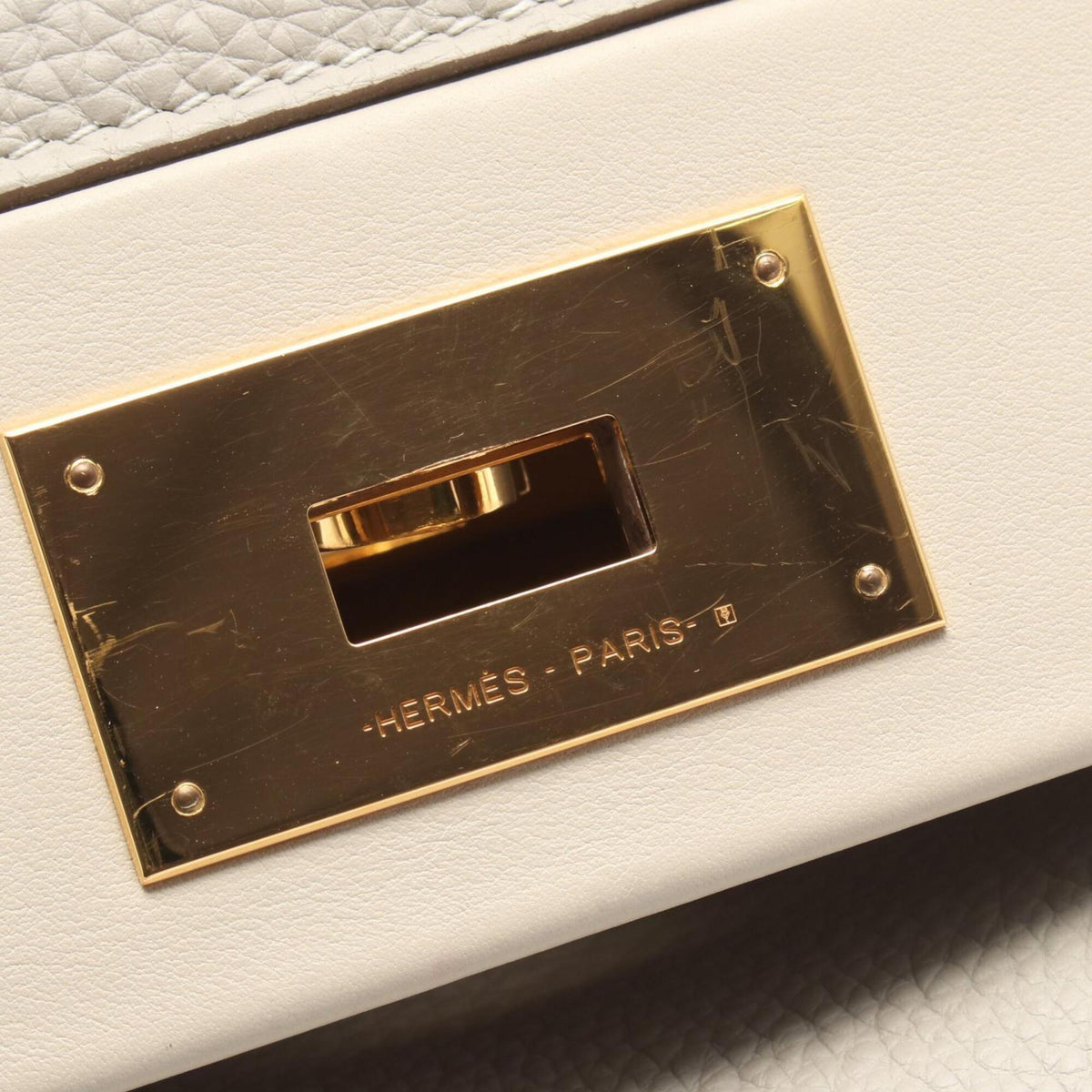 Hermes Beige Gray Togo Leather Handbag (Pre-Owned)