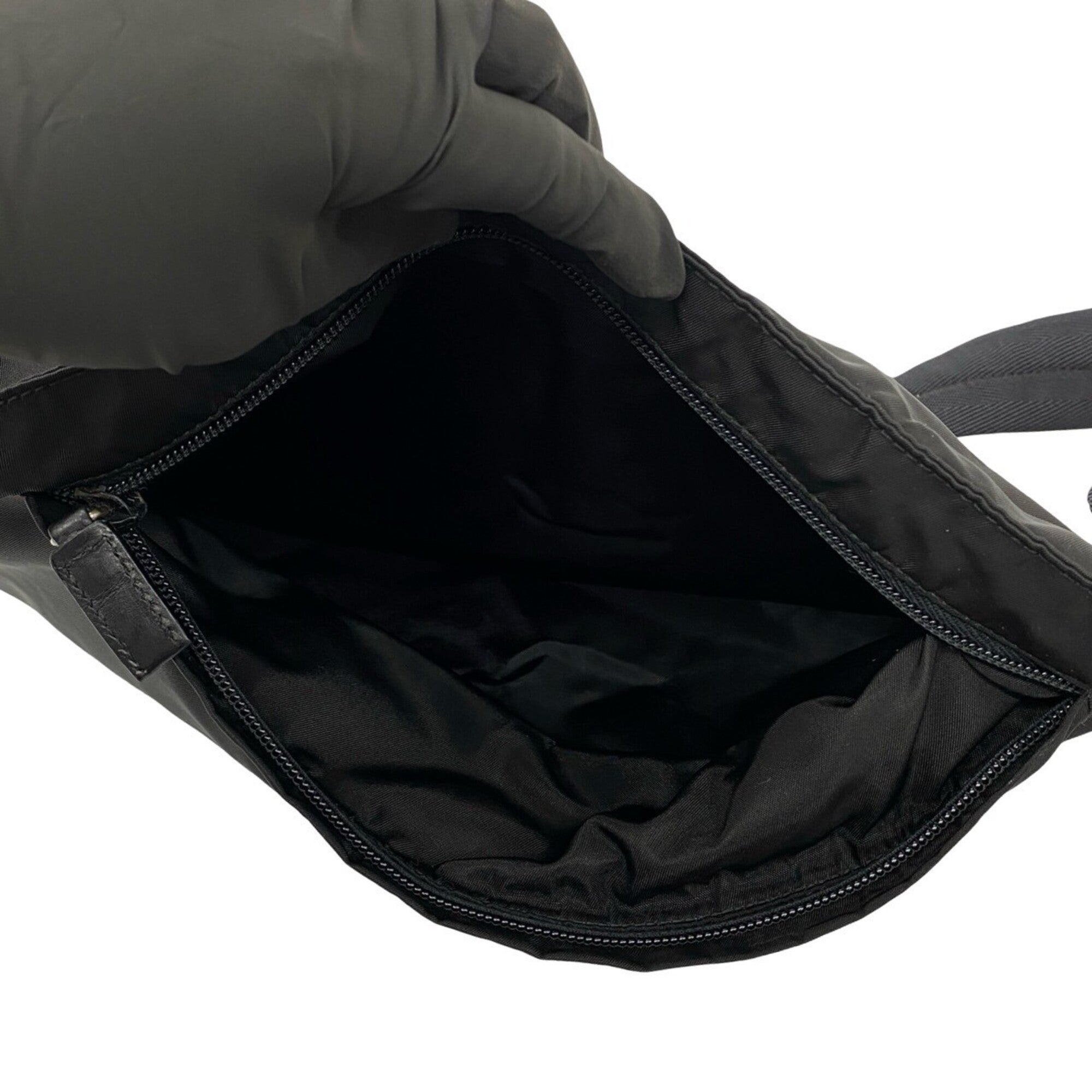 Prada Black Nylon Leather Shoulder Bag Sling Bag (Pre-Owned)
