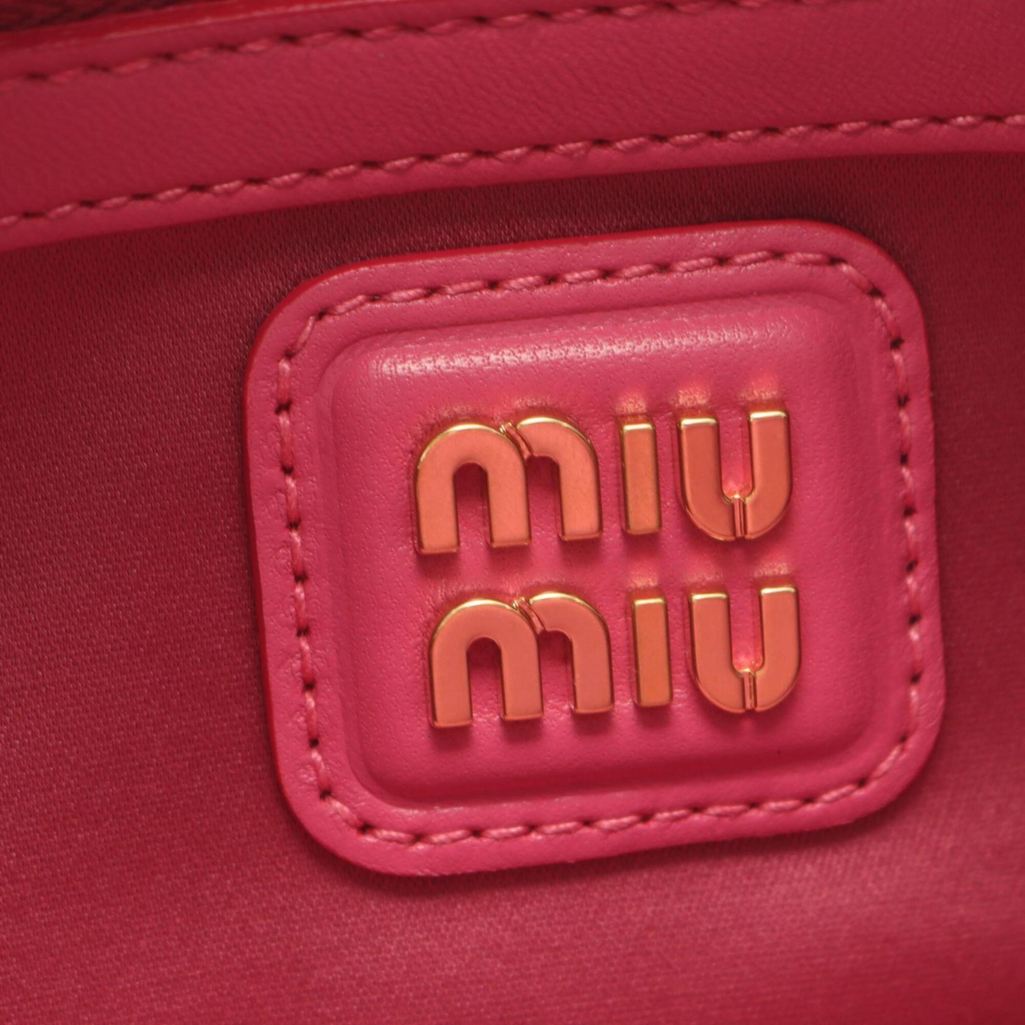 Miu Miu Matelasse Pink White Leather Handbag (Pre-Owned)