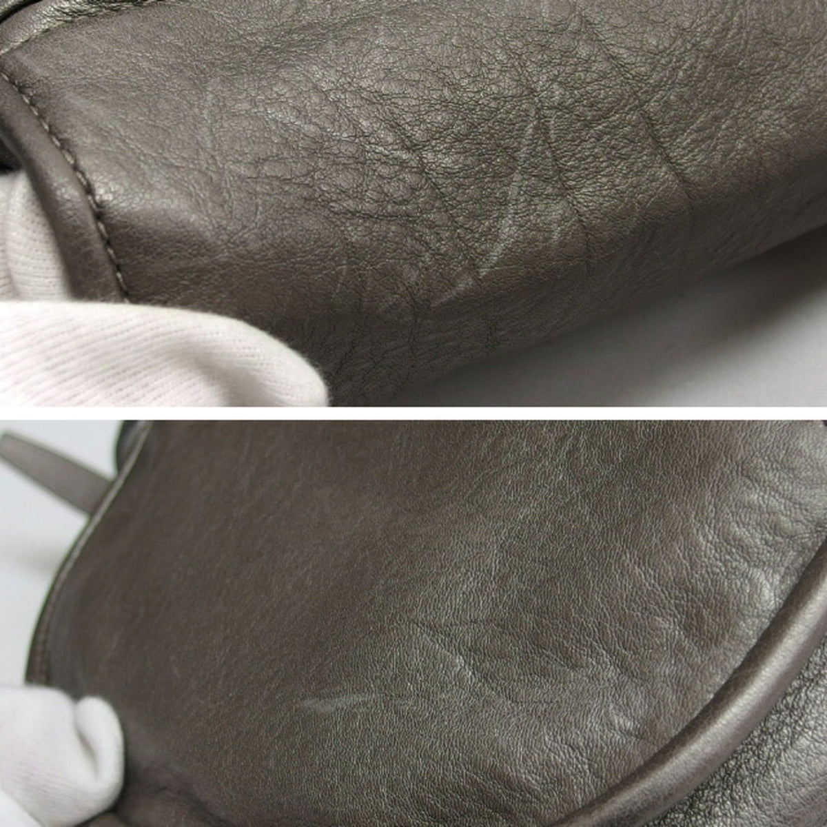 Loewe Silver Gray Leather Pochette Shoulder Bag (Pre-Owned)