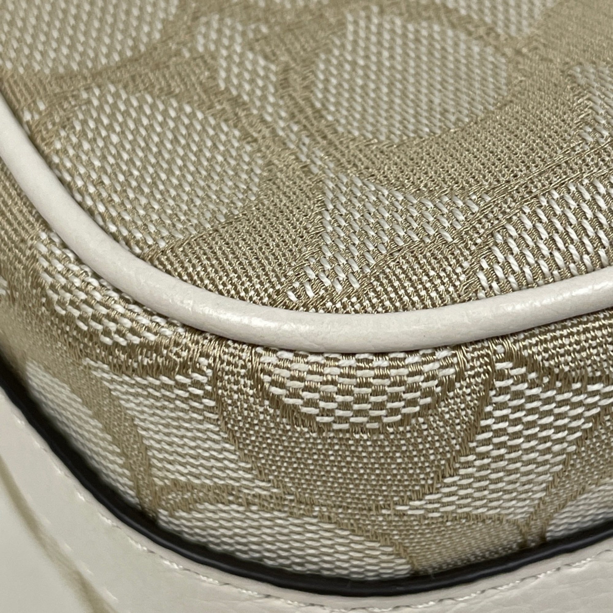 Coach Signature Beige Canvas Leather Shoulder Bag (Pre-Owned)