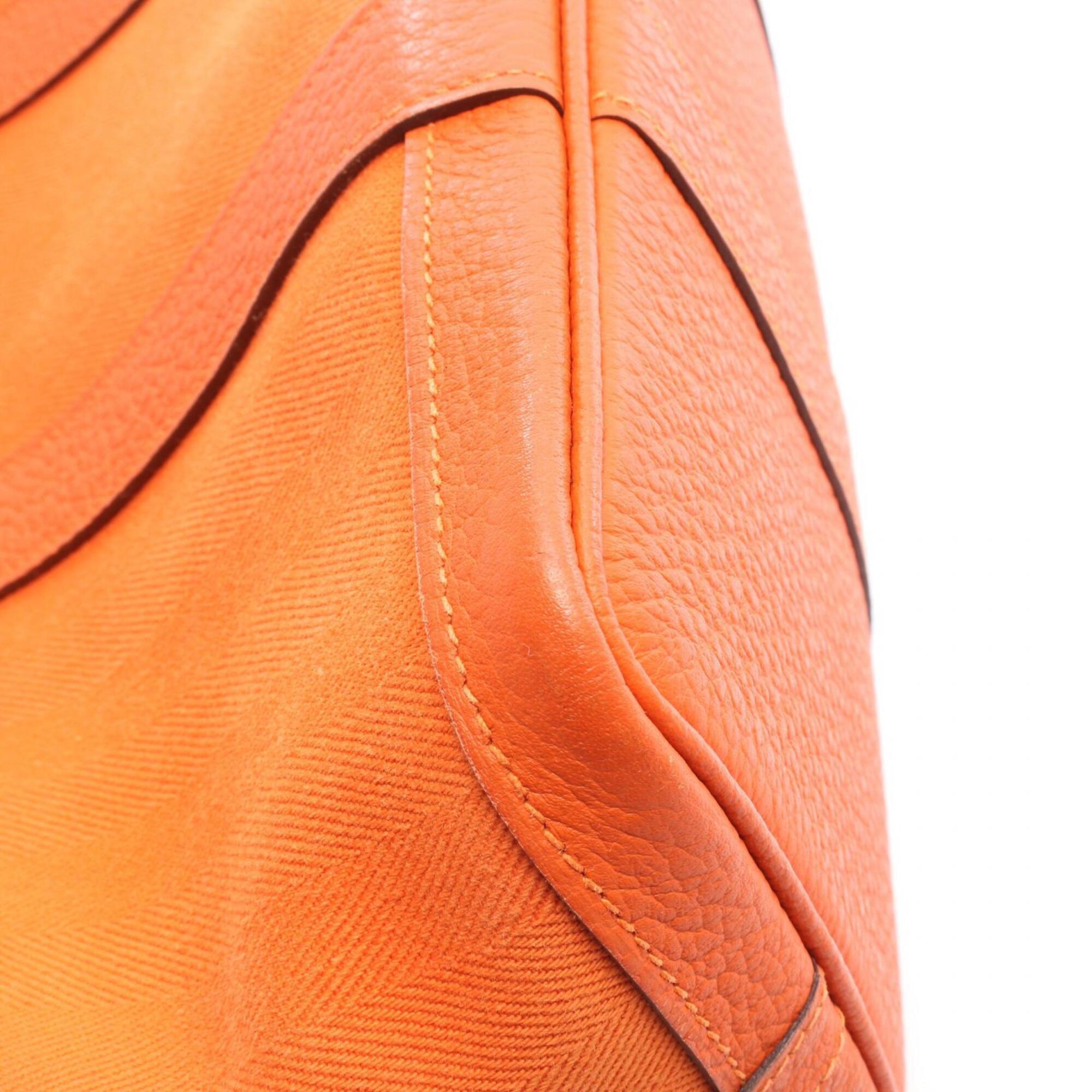 Hermes Feu Orange Toile Chevron Handbag Tote Bag (Pre-Owned)