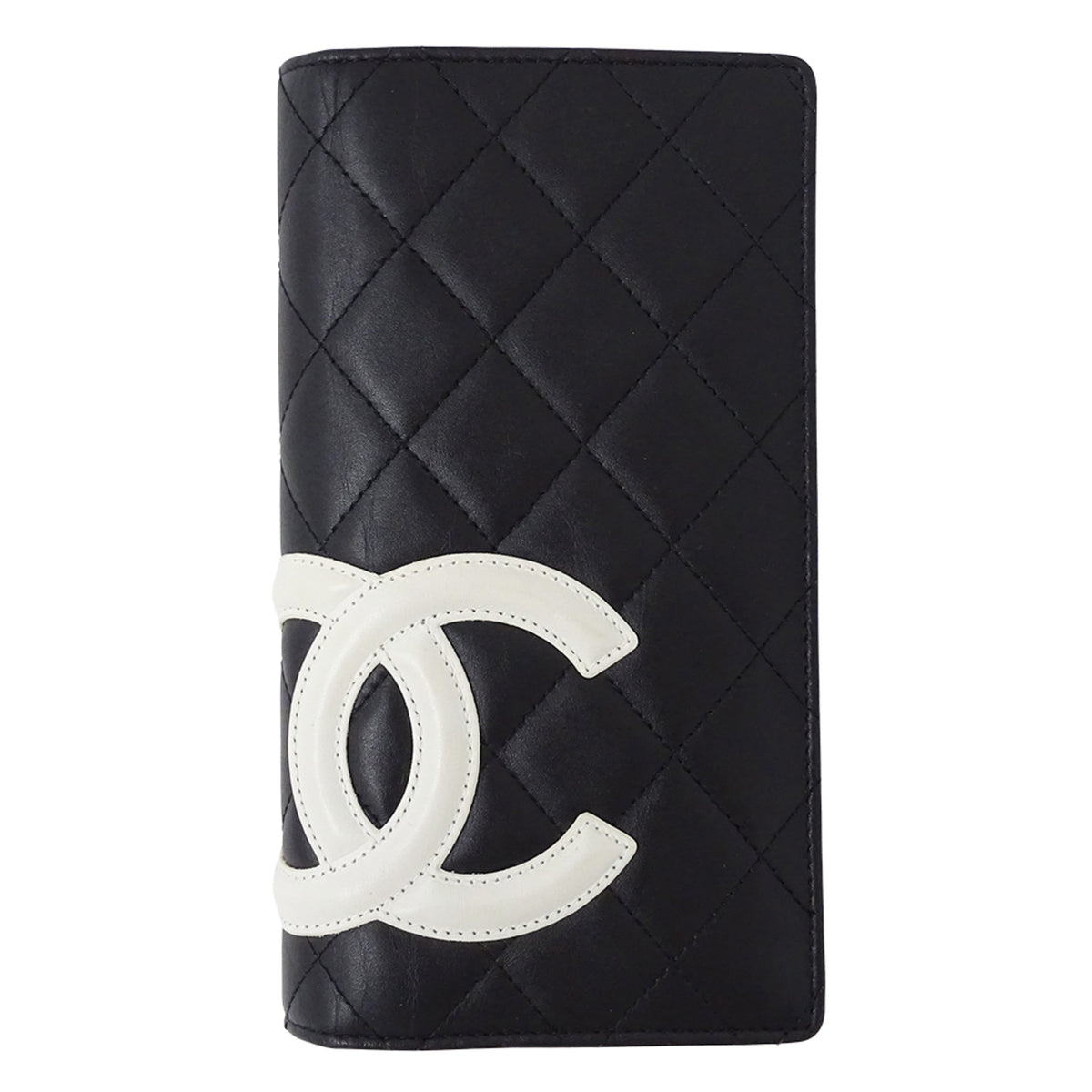 Chanel Cambon Black Leather Long Wallet (Bi-Fold) (Pre-Owned)