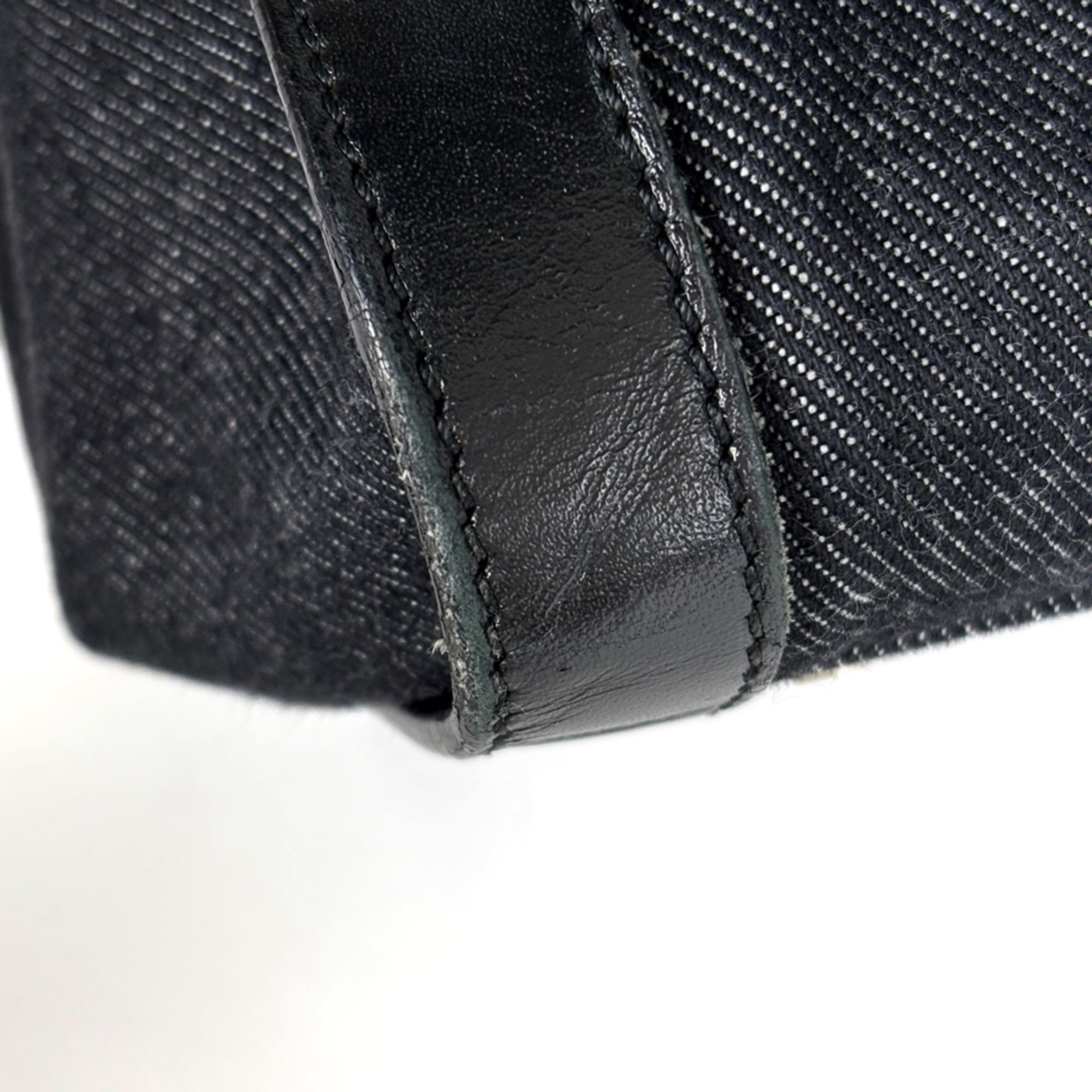 Christian Dior Black Denim Leather Handbag Tote Bag (Pre-Owned)