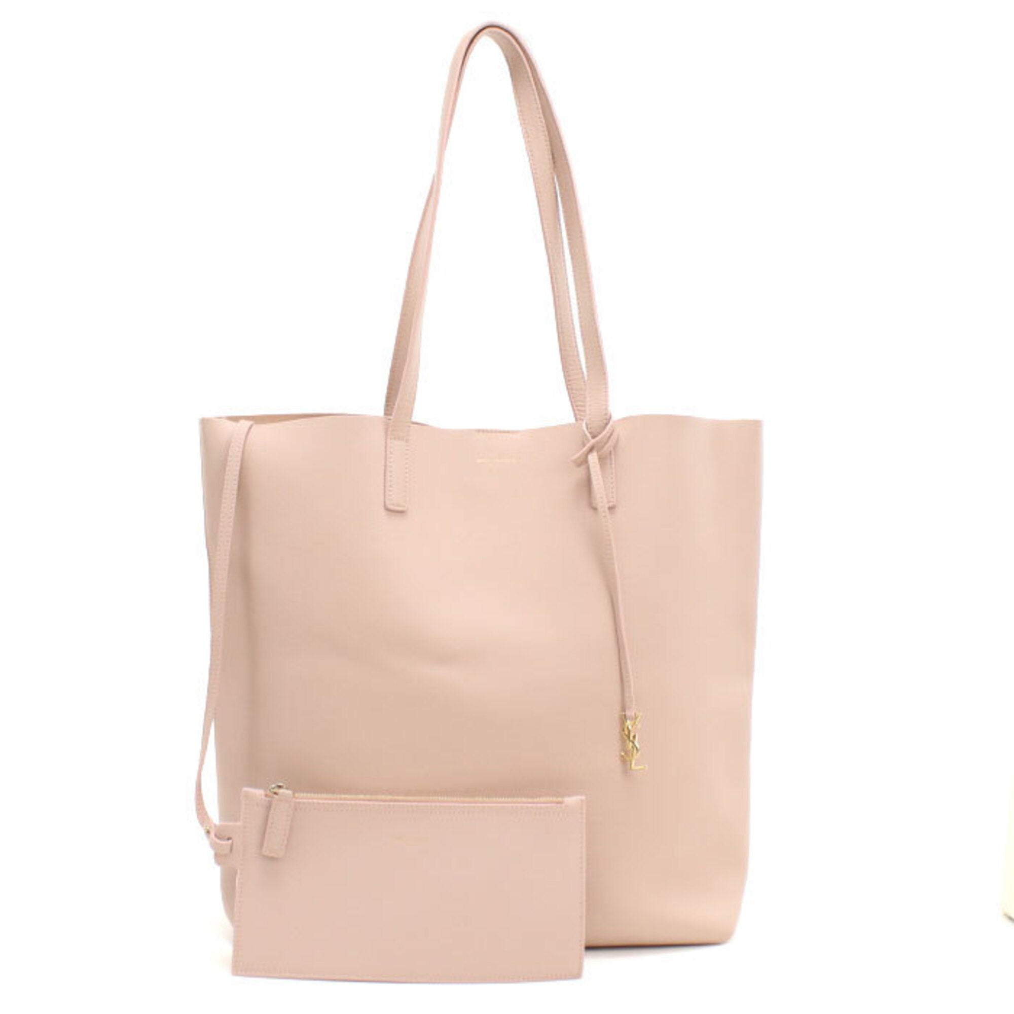 Saint Laurent Pink Leather Pouch Tote Bag (Pre-Owned)