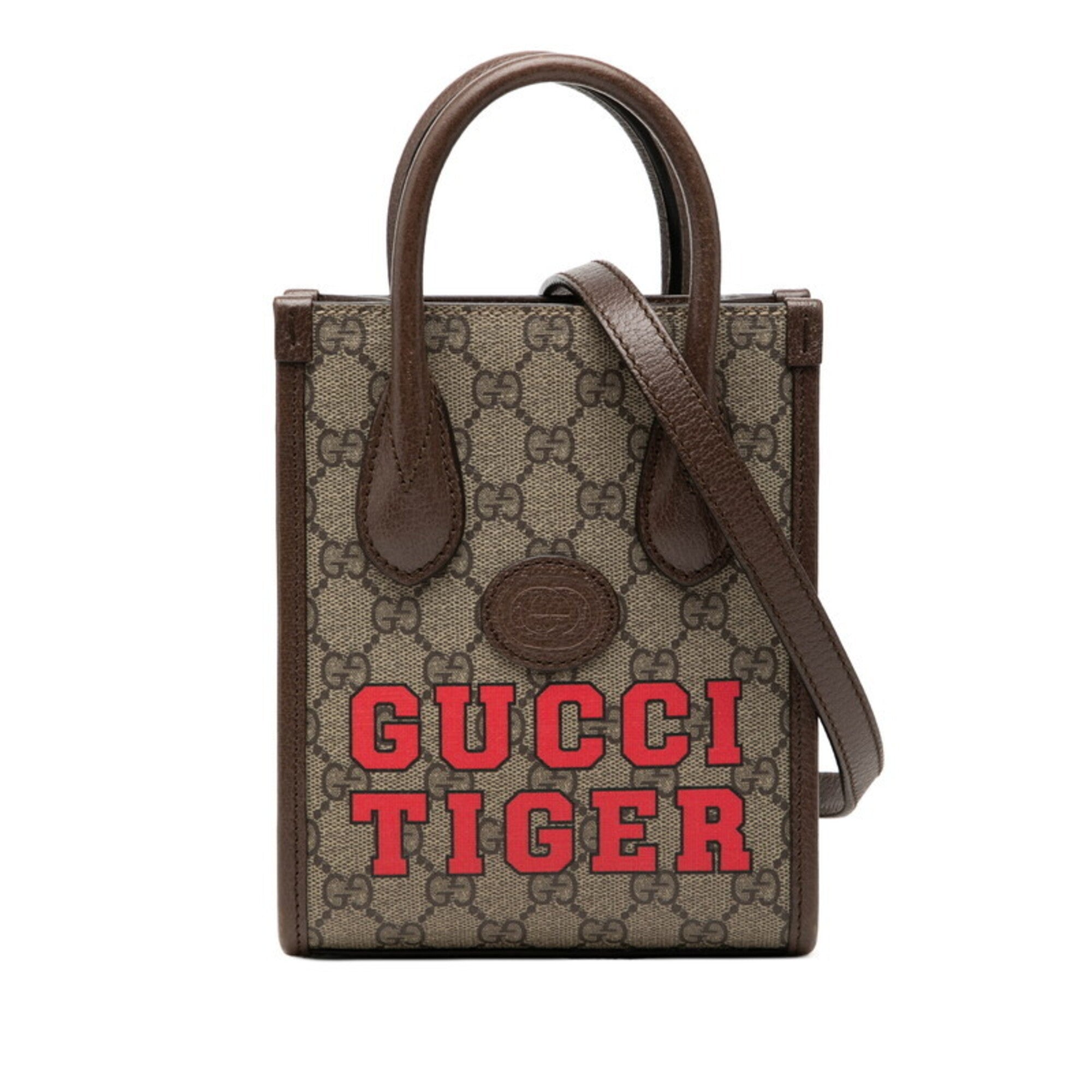 Gucci Beige Brown Pvc Leather Handbag Shoulder Bag (Pre-Owned)