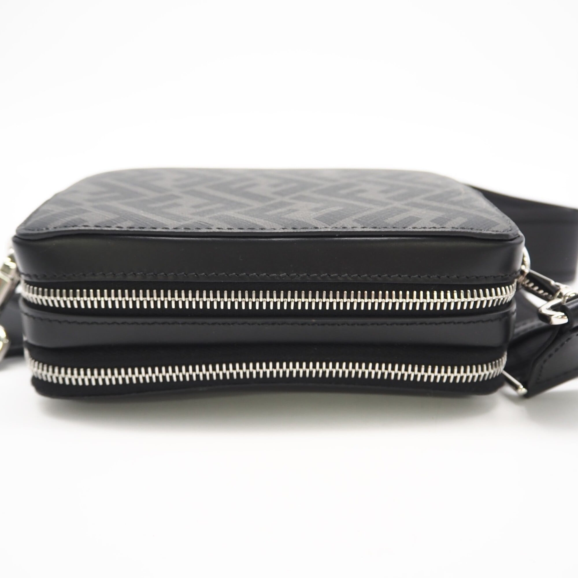 Fendi Black Gray Canvas Leather Pouch Shoulder Bag (Pre-Owned)