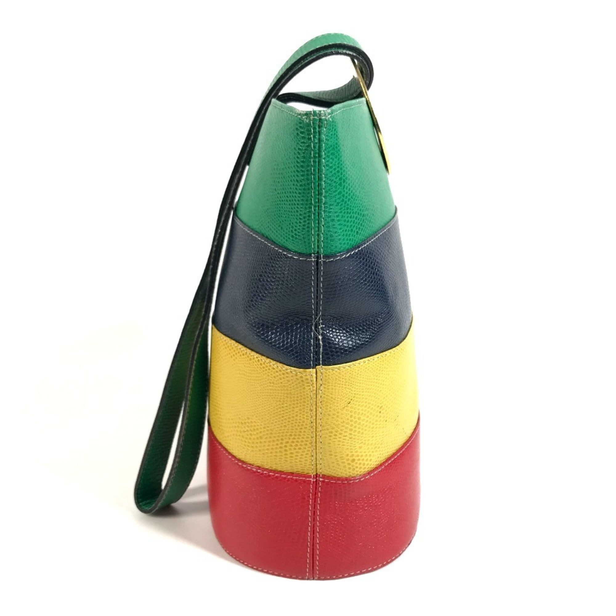Celine Blue Green Red Color Yellow Leather Shoulder Bag (Pre-Owned)
