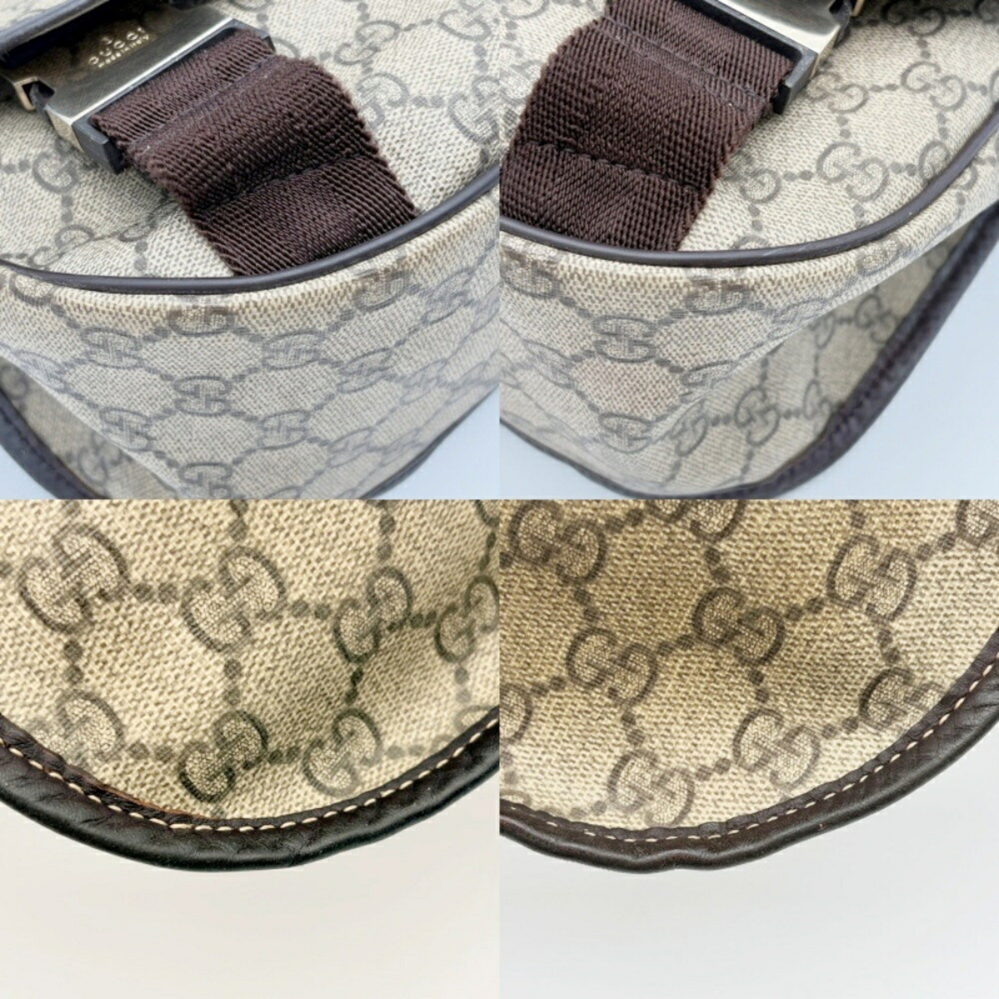 Gucci Beige Brown Gg Supreme Canvas Leather Shoulder Bag (Pre-Owned)
