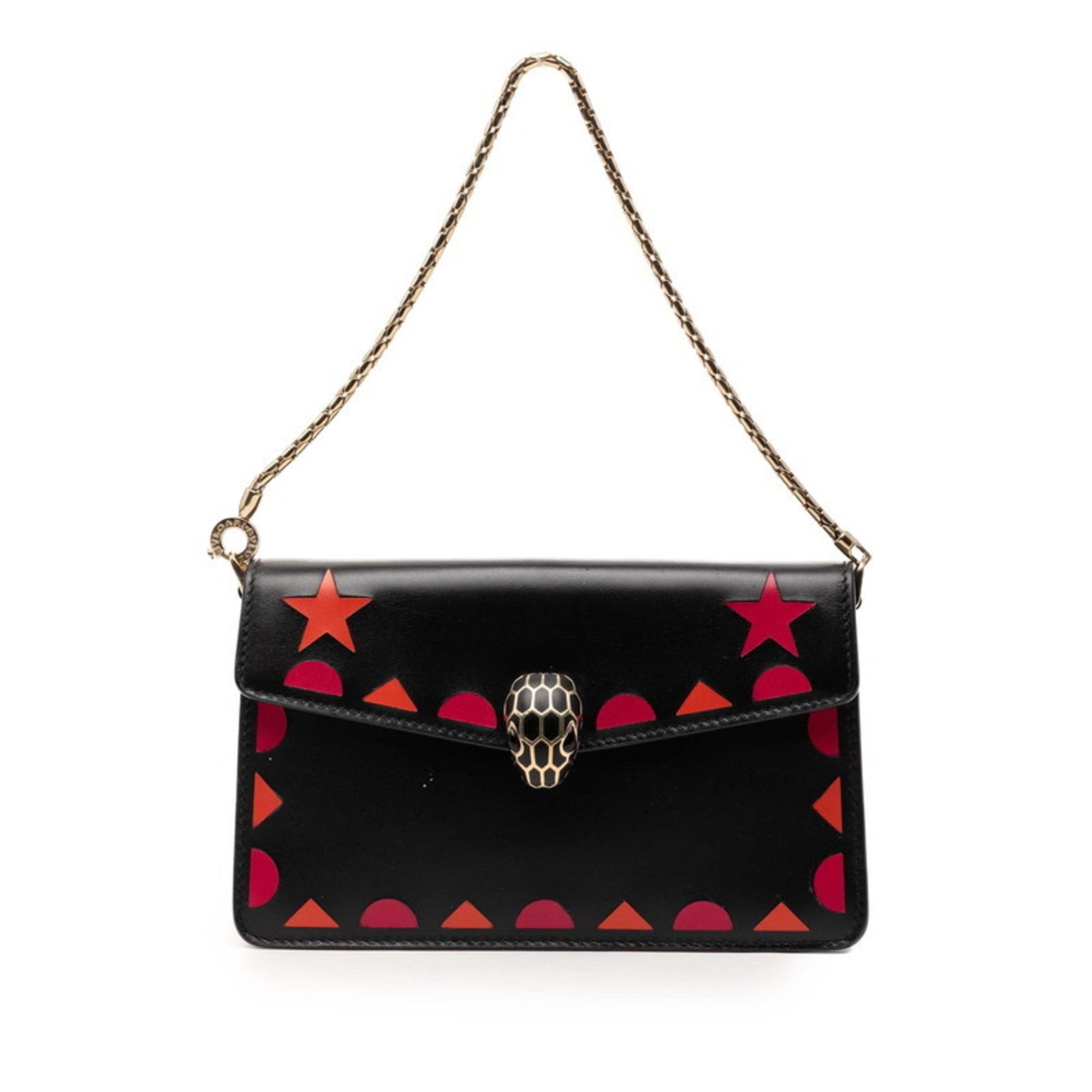 Bvlgari Black Multi-Color Leather Handbag Pouch (Pre-Owned)
