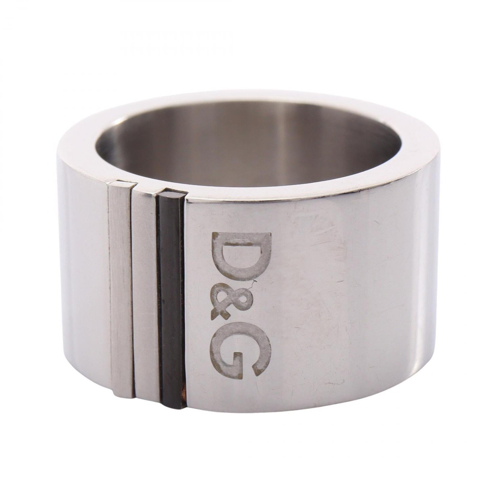 Dolce & Gabbana Silver Black Metal Band Ring (Pre-Owned)