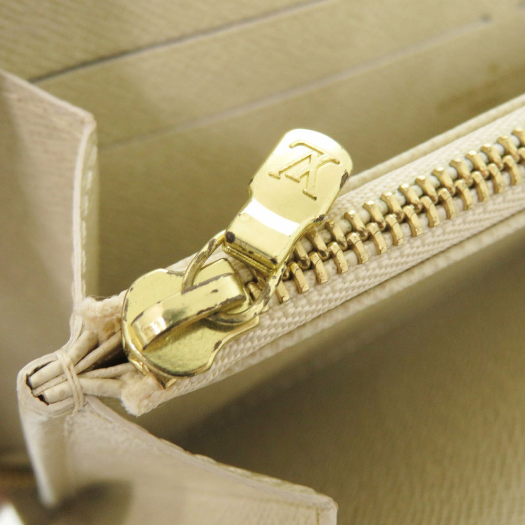 Louis Vuitton Beige Monogram Mini Lin Long Wallet (Bi-Fold) (Pre-Owned)