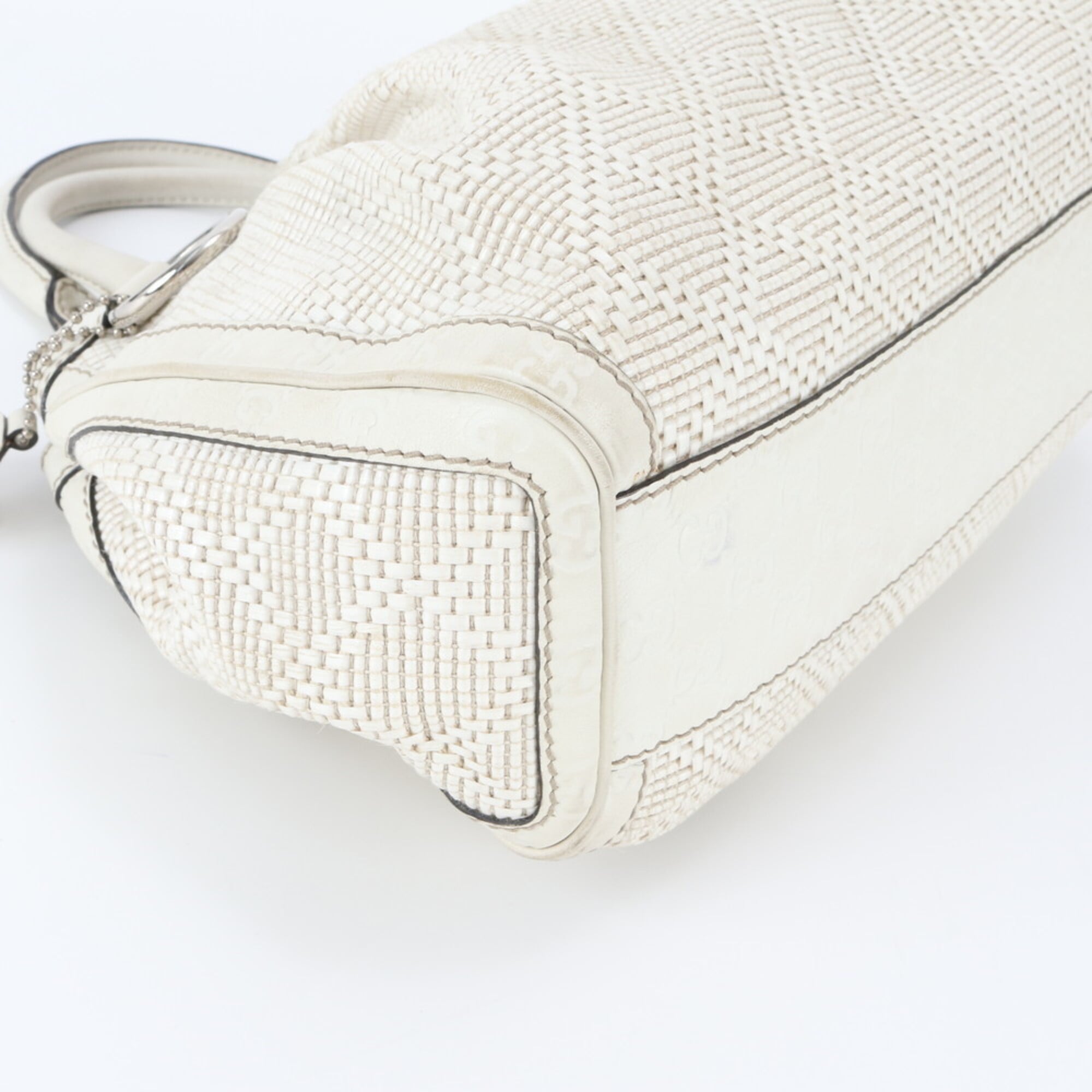 Gucci White Leather Handbag Shoulder Bag Tote Bag (Pre-Owned)