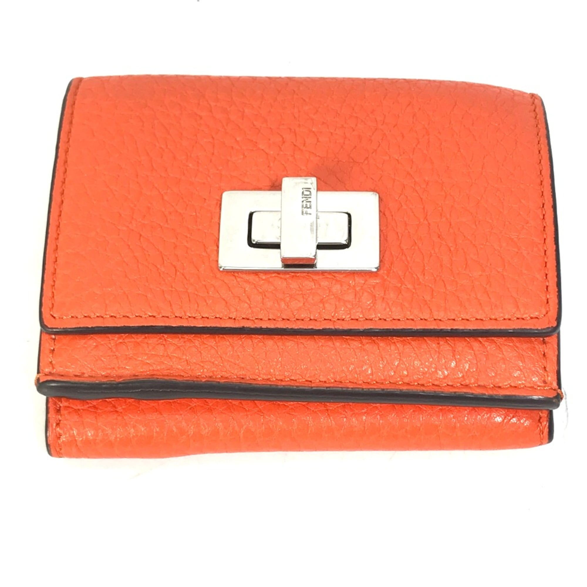Fendi Orange Leather Wallet (Tri-Fold) (Pre-Owned)