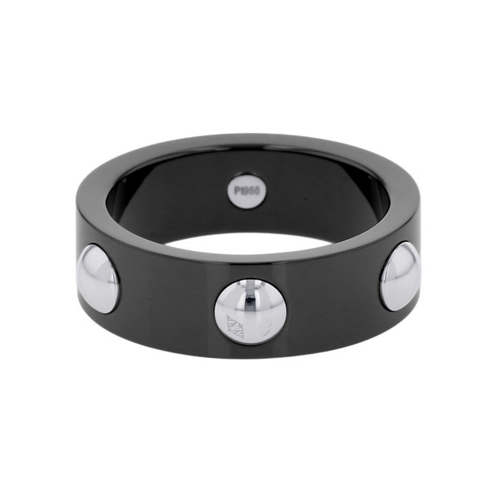Louis Vuitton Black Ceramic Platinum 950 Band Ring (Pre-Owned)