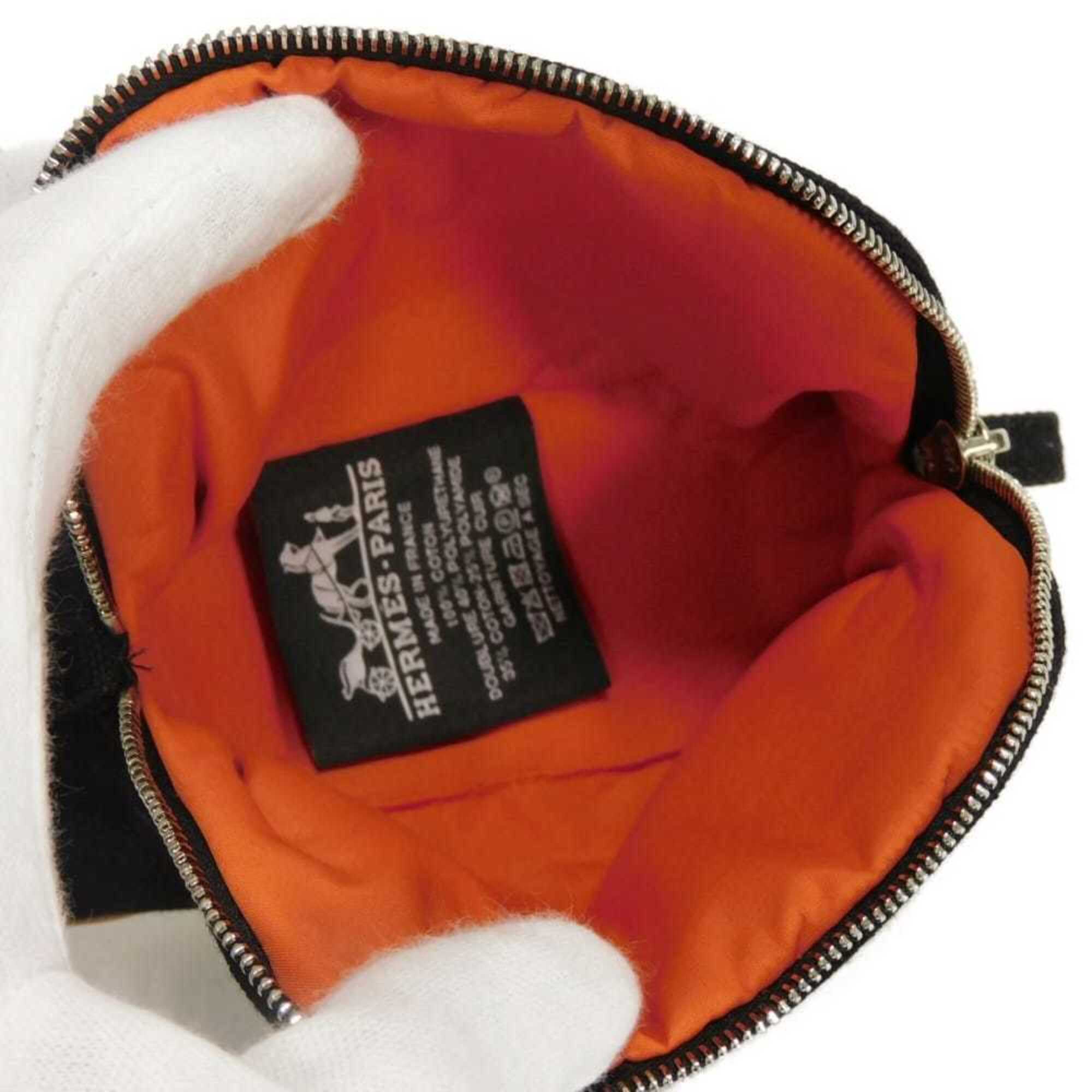 Hermes Black Orange Cotton Clutch Bag Pouch (Pre-Owned)