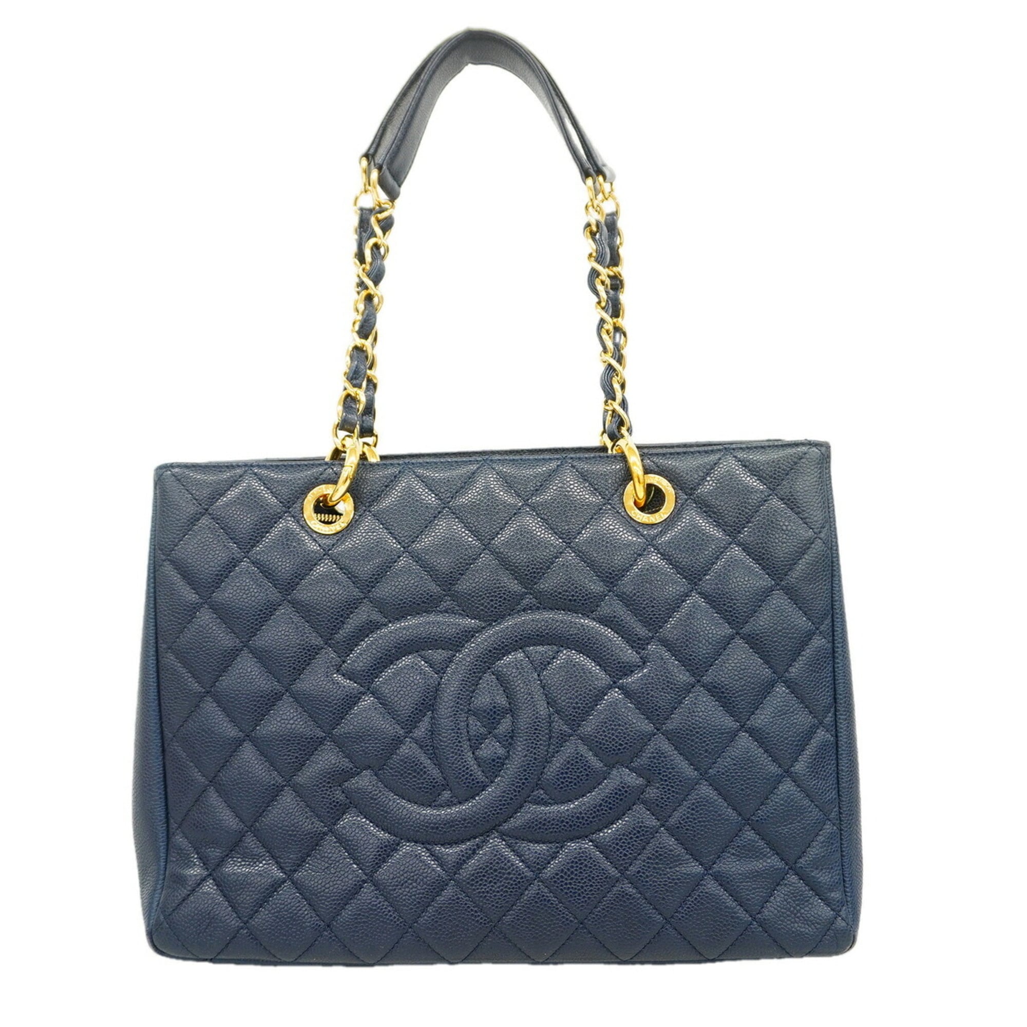 Chanel Navy Grained Calfskin Tote Bag (Pre-Owned)