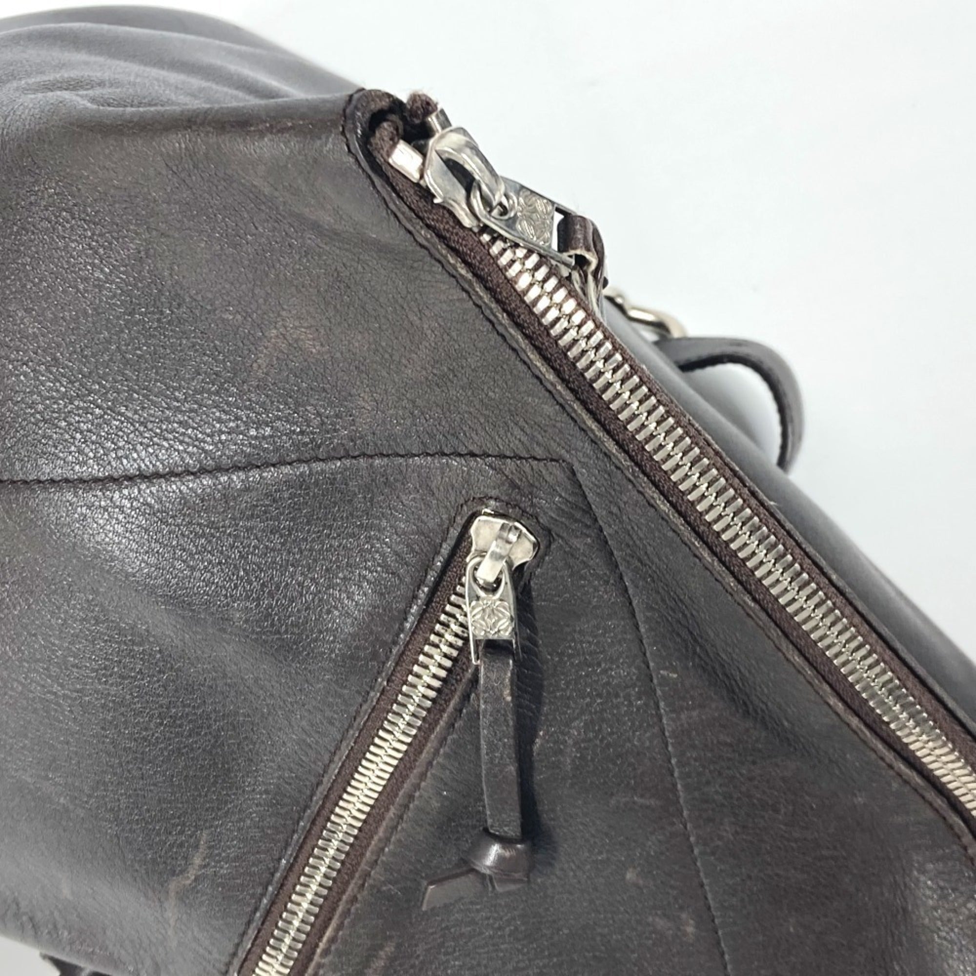 Loewe Anton Brown Leather Backpack Shoulder Bag (Pre-Owned)