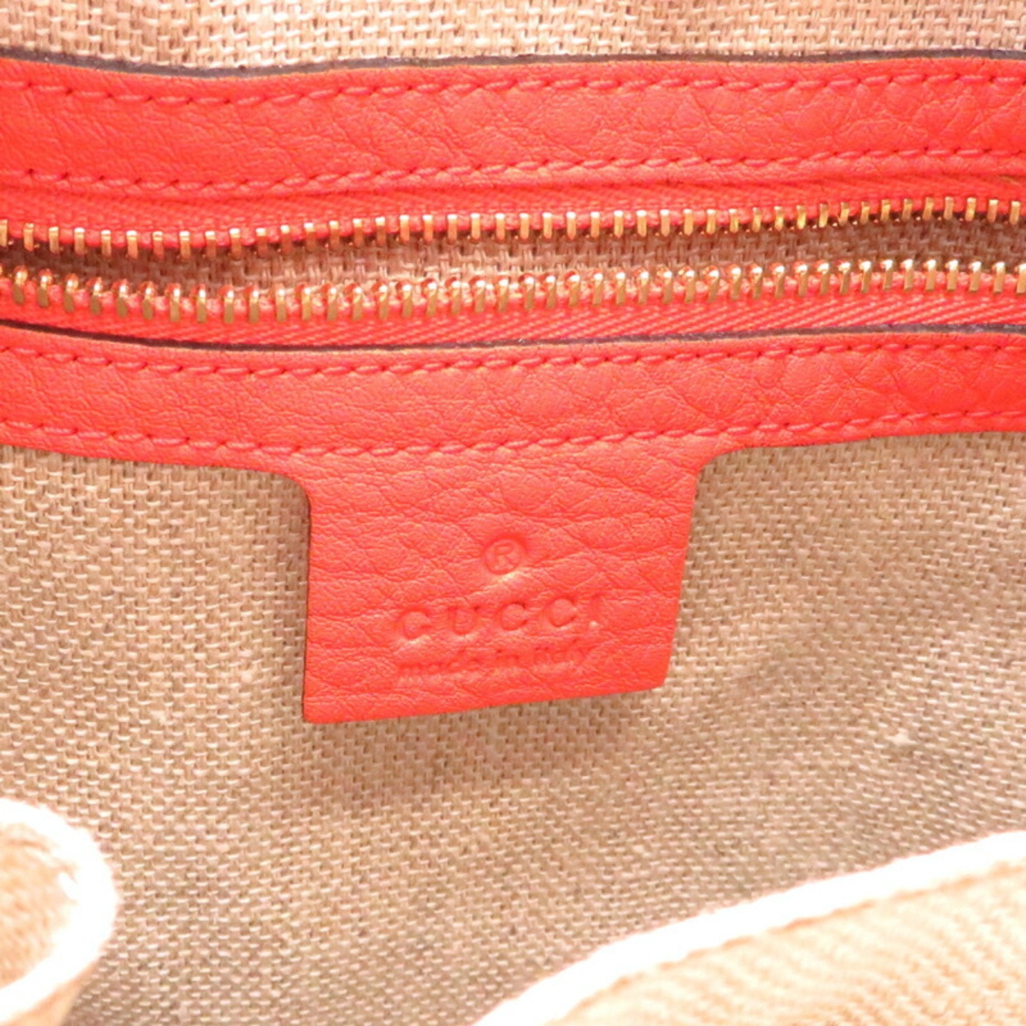 Gucci Beige Orange Gg Canvas Leather Shoulder Bag (Pre-Owned)