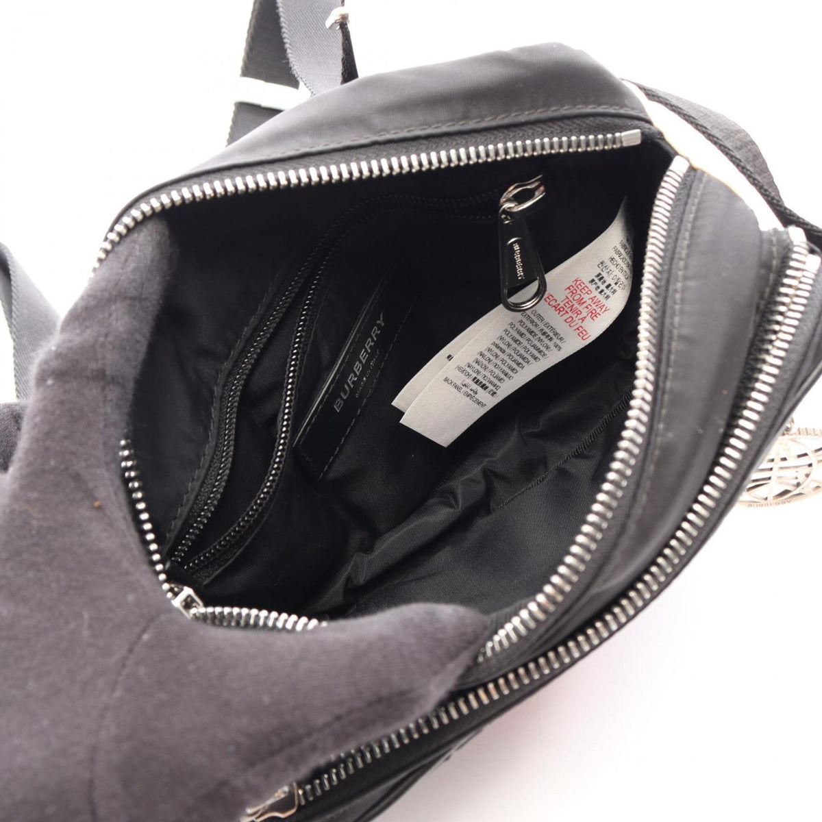 Burberry Black Red Color White Nylon Leather Fanny Pack Handbag (Pre-Owned)