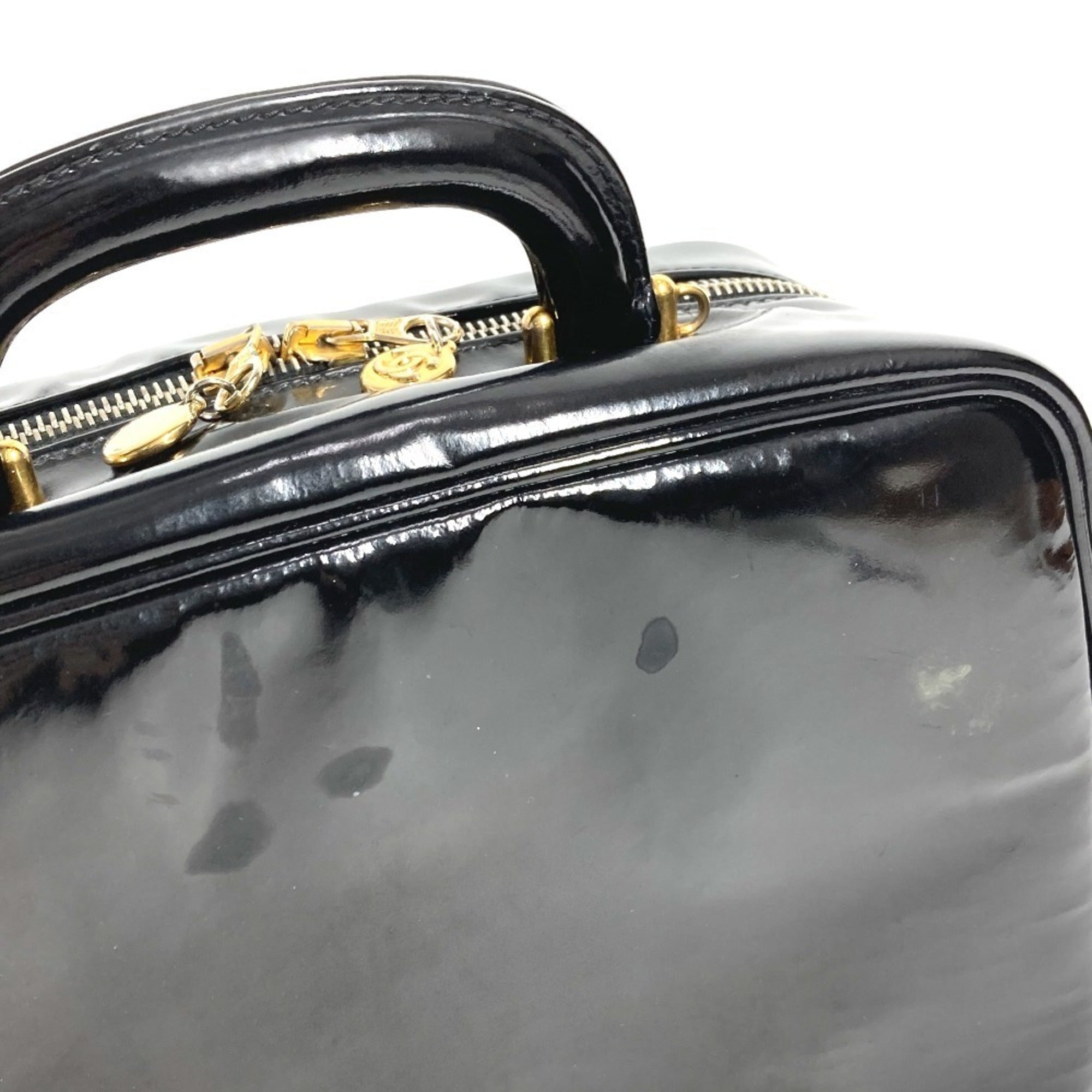 Chanel Black Leather Handbag Shoulder Bag Vanity Bag (Pre-Owned)