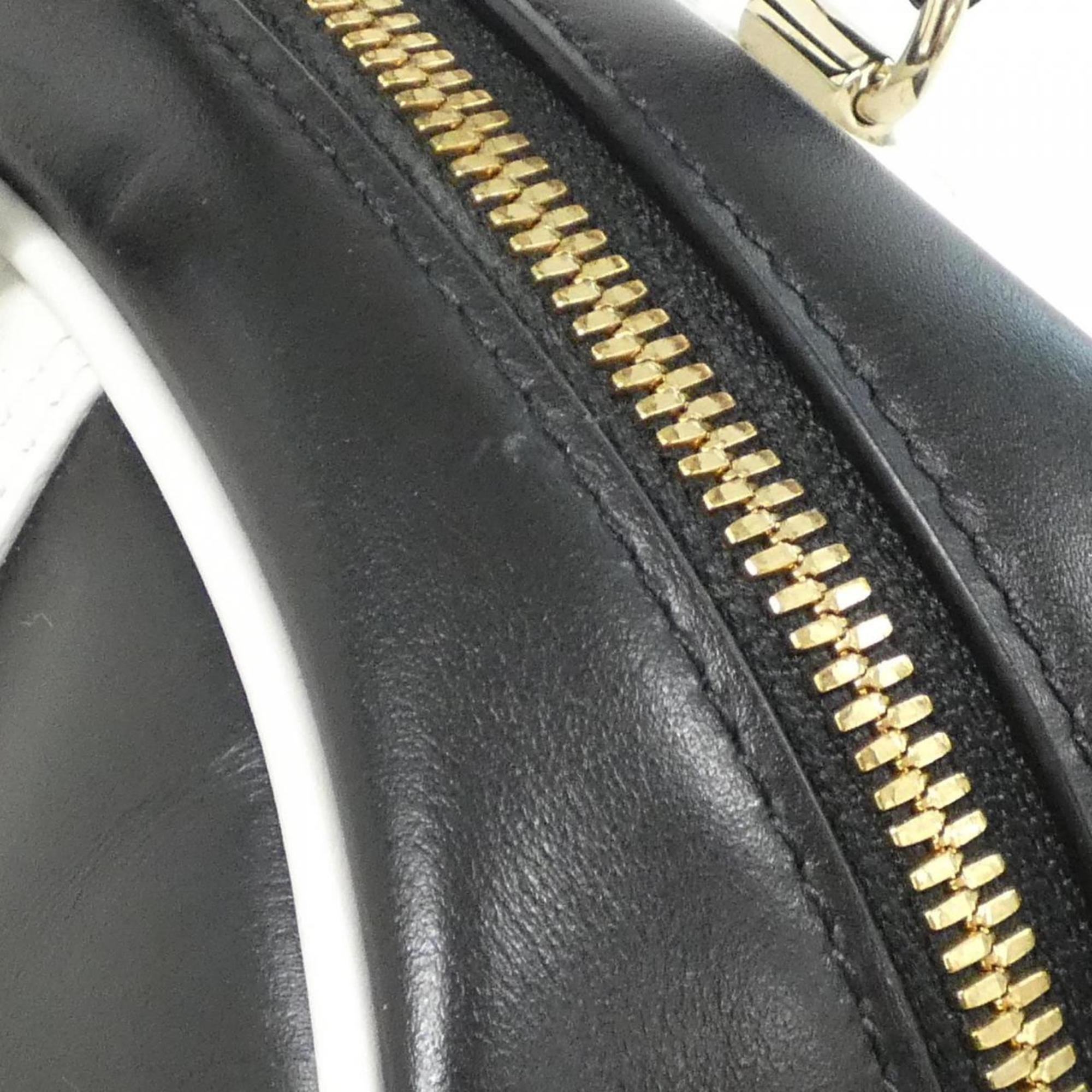 Christian Dior Black White Leather Handbag (Pre-Owned)