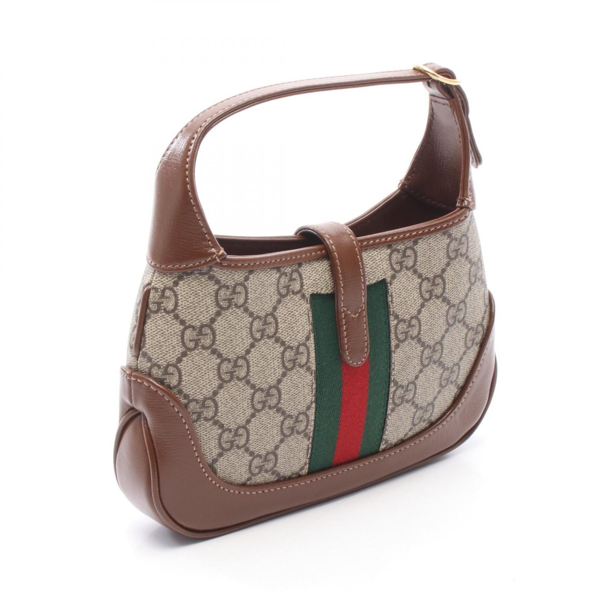 Gucci Beige Brown Multi-Color Coated Canvas Leather Handbag (Pre-Owned)
