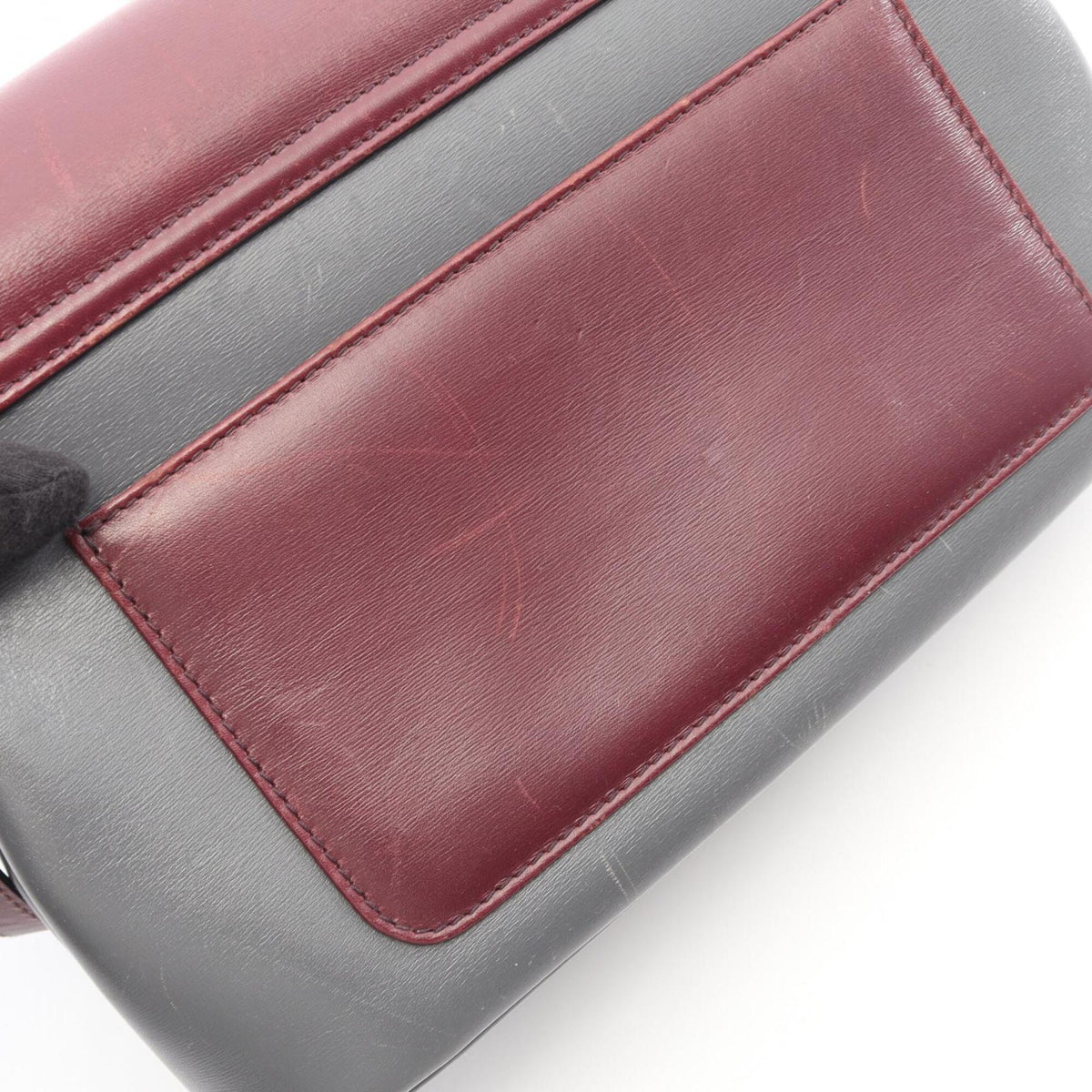 Bvlgari Bordeaux Gray Leather Handbag Shoulder Bag (Pre-Owned)