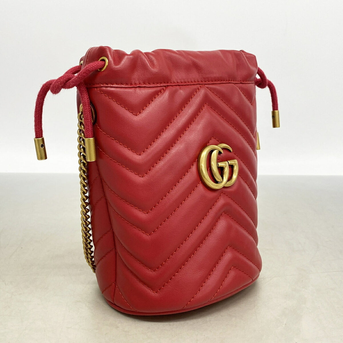 Gucci Red Color Leather Shoulder Bag (Pre-Owned)