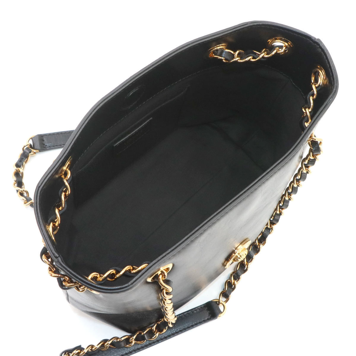 Versace Black Leather Handbag Shoulder Bag (Pre-Owned)