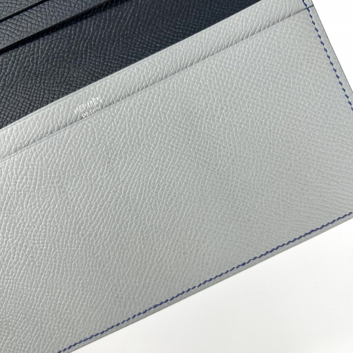 Hermes Mc2 Black Blue Gray Epsom Leather Long Wallet (Bi-Fold) (Pre-Owned)