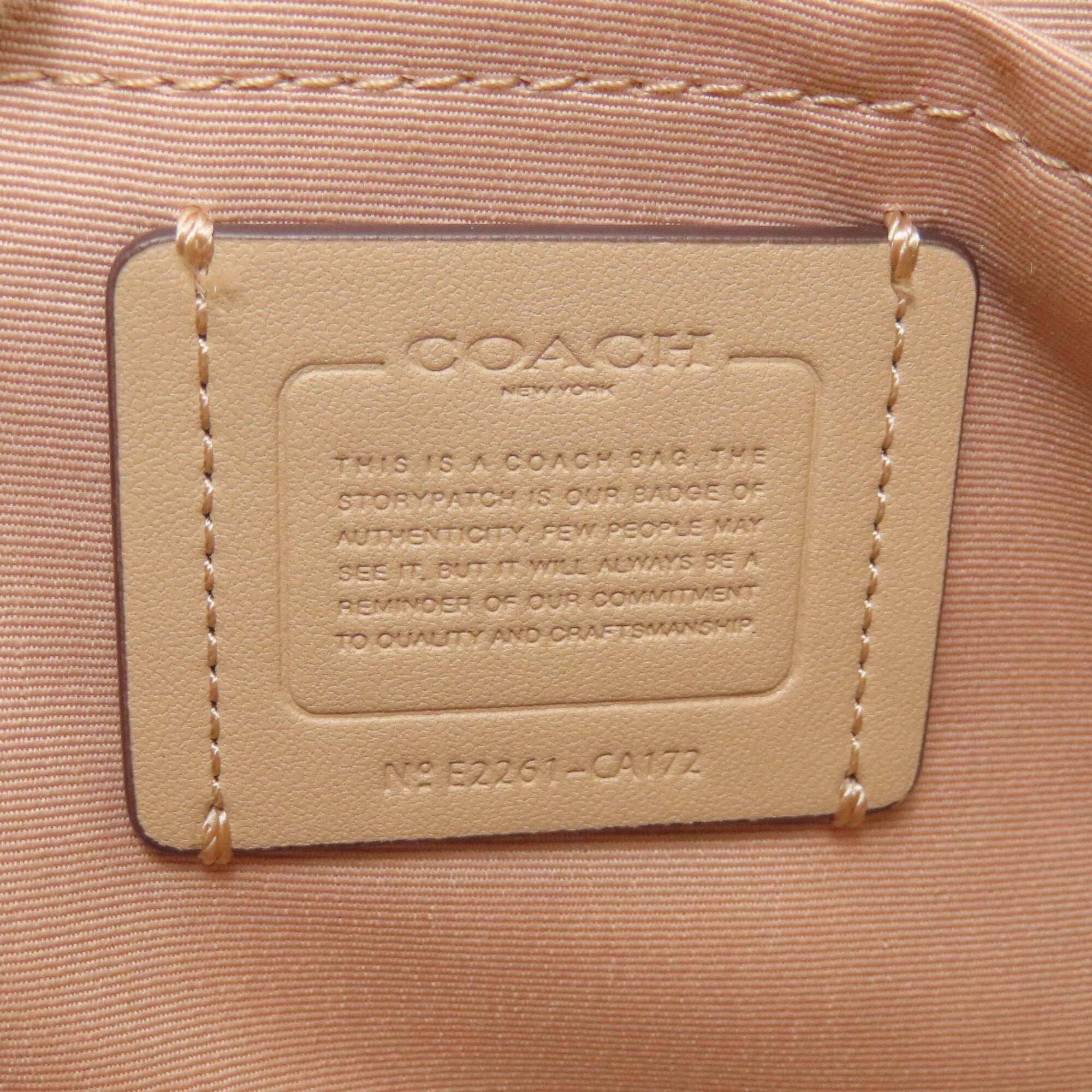 Coach Beige Signature Line Pvc Shoulder Bag (Pre-Owned)