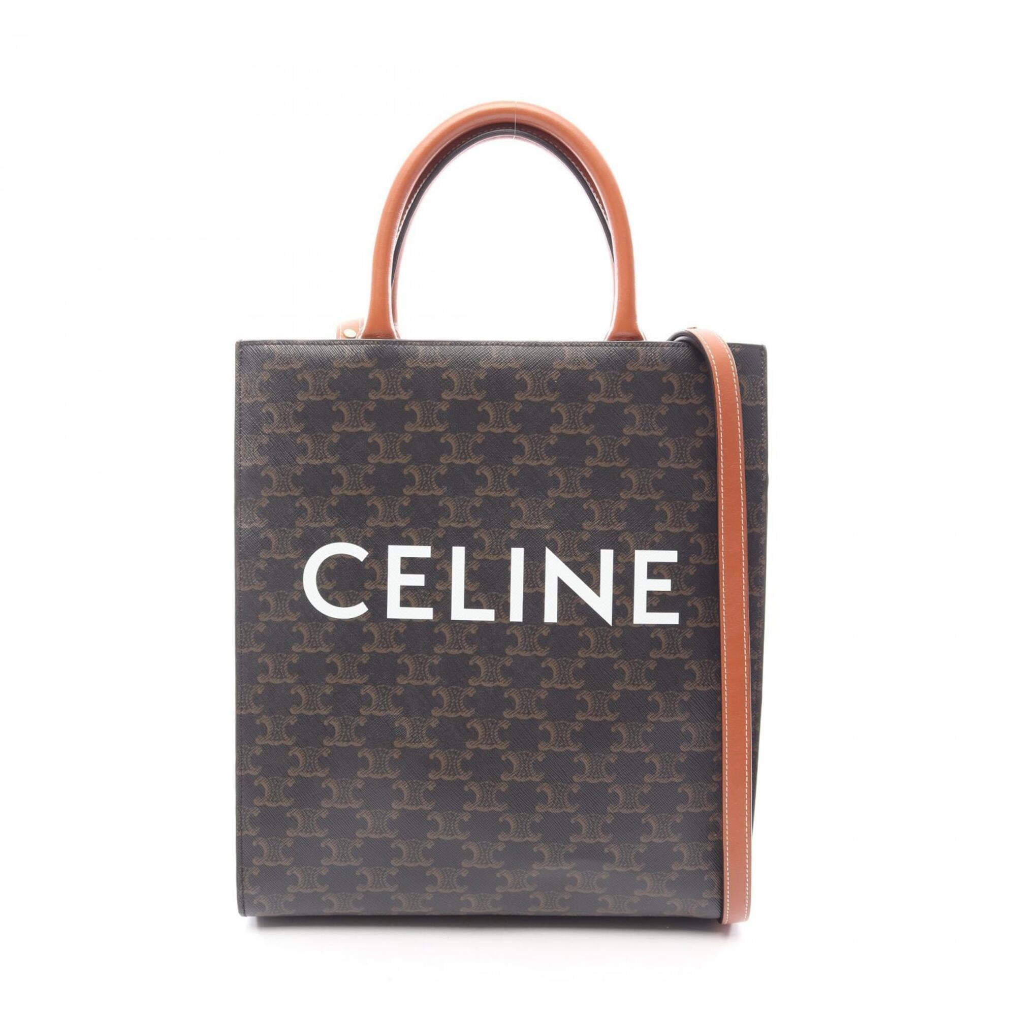 Celine Cabas Black Brown Coated Canvas Handbag Tote Bag (Pre-Owned)